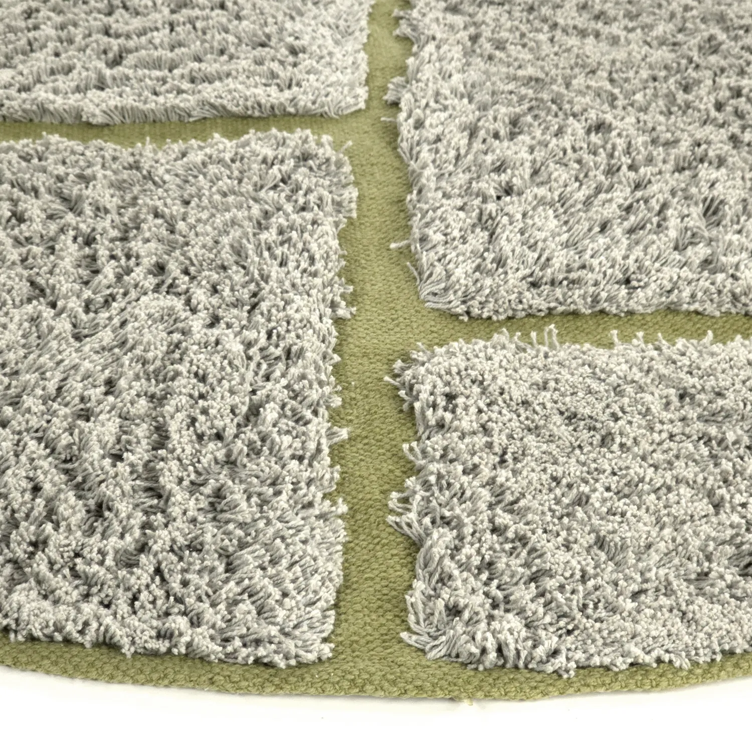 Ronde vloerkleden - Lindley Natural Cotton Shaggy (grijs/groen)