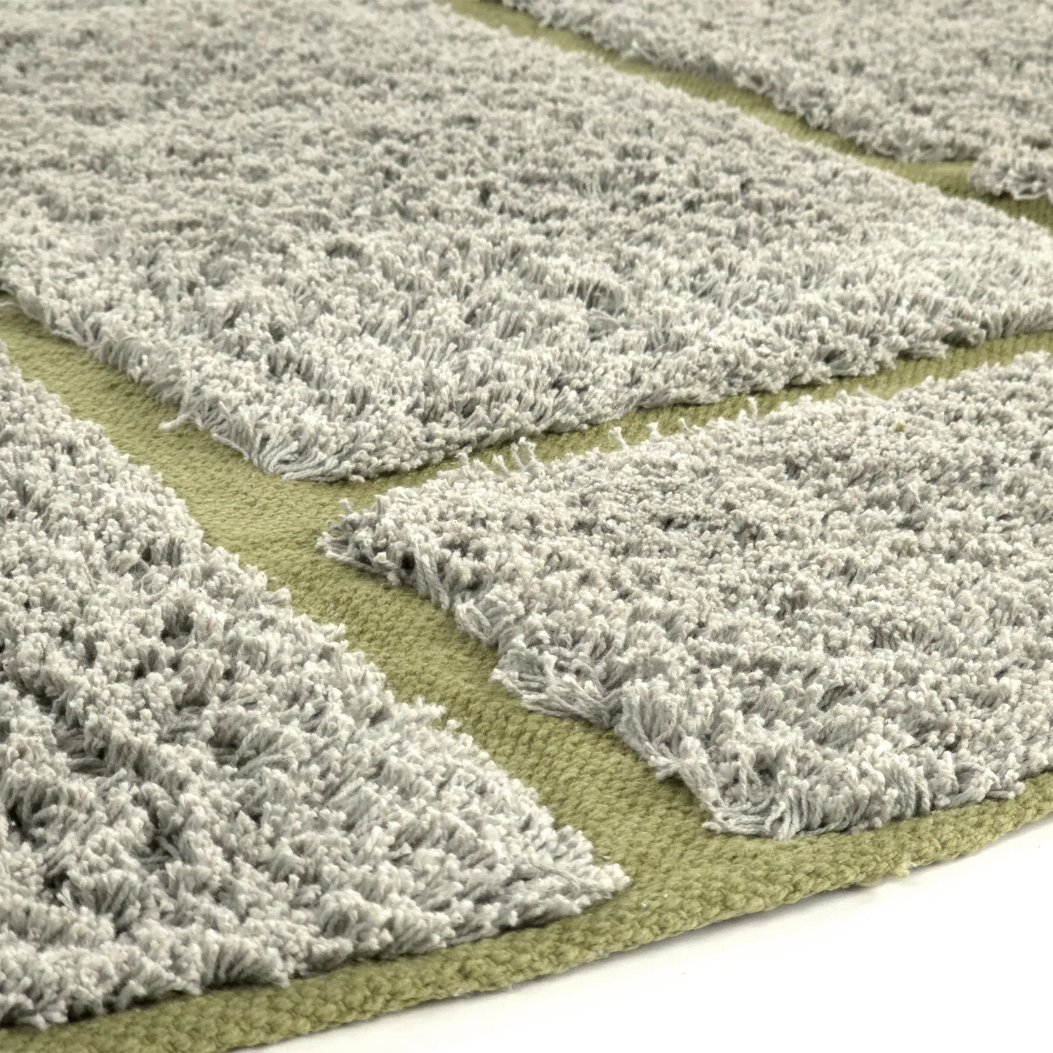 Ronde vloerkleden - Lindley Natural Cotton Shaggy (grijs/groen)