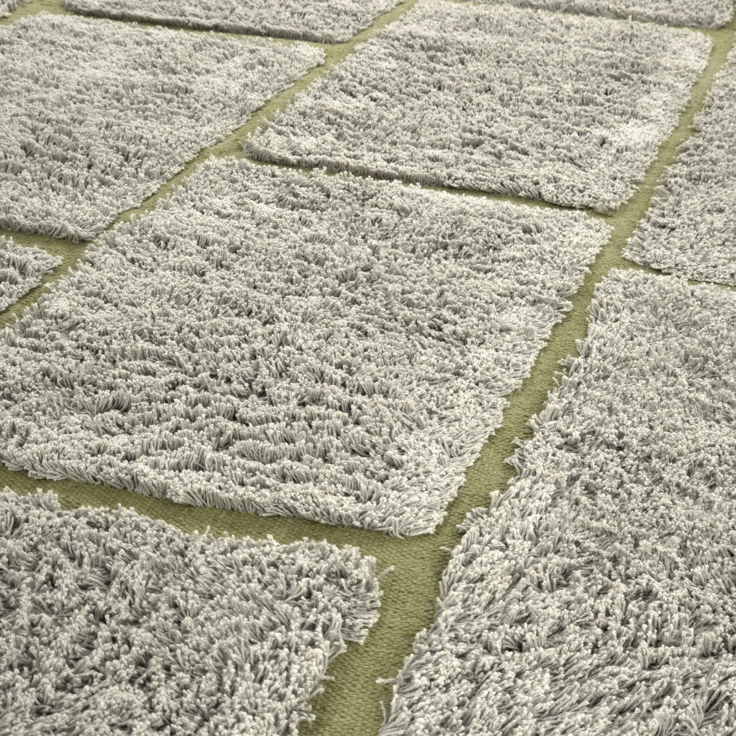 Ronde vloerkleden - Lindley Natural Cotton Shaggy (grijs/groen)