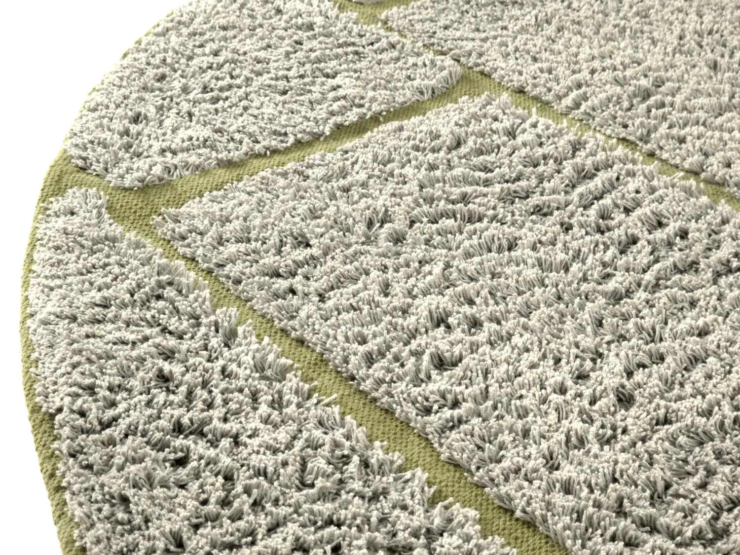 Ronde vloerkleden - Lindley Natural Cotton Shaggy (grijs/groen)