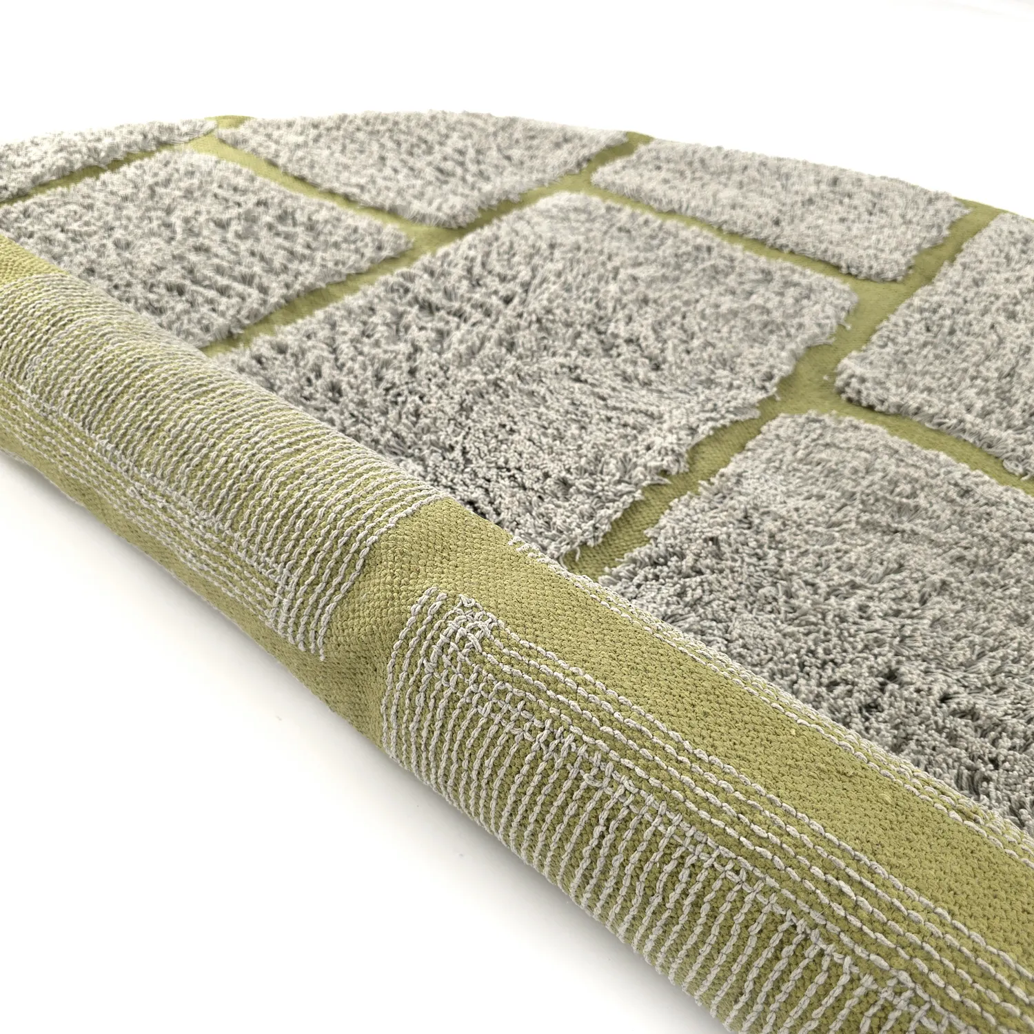 Ronde vloerkleden - Lindley Natural Cotton Shaggy (grijs/groen)