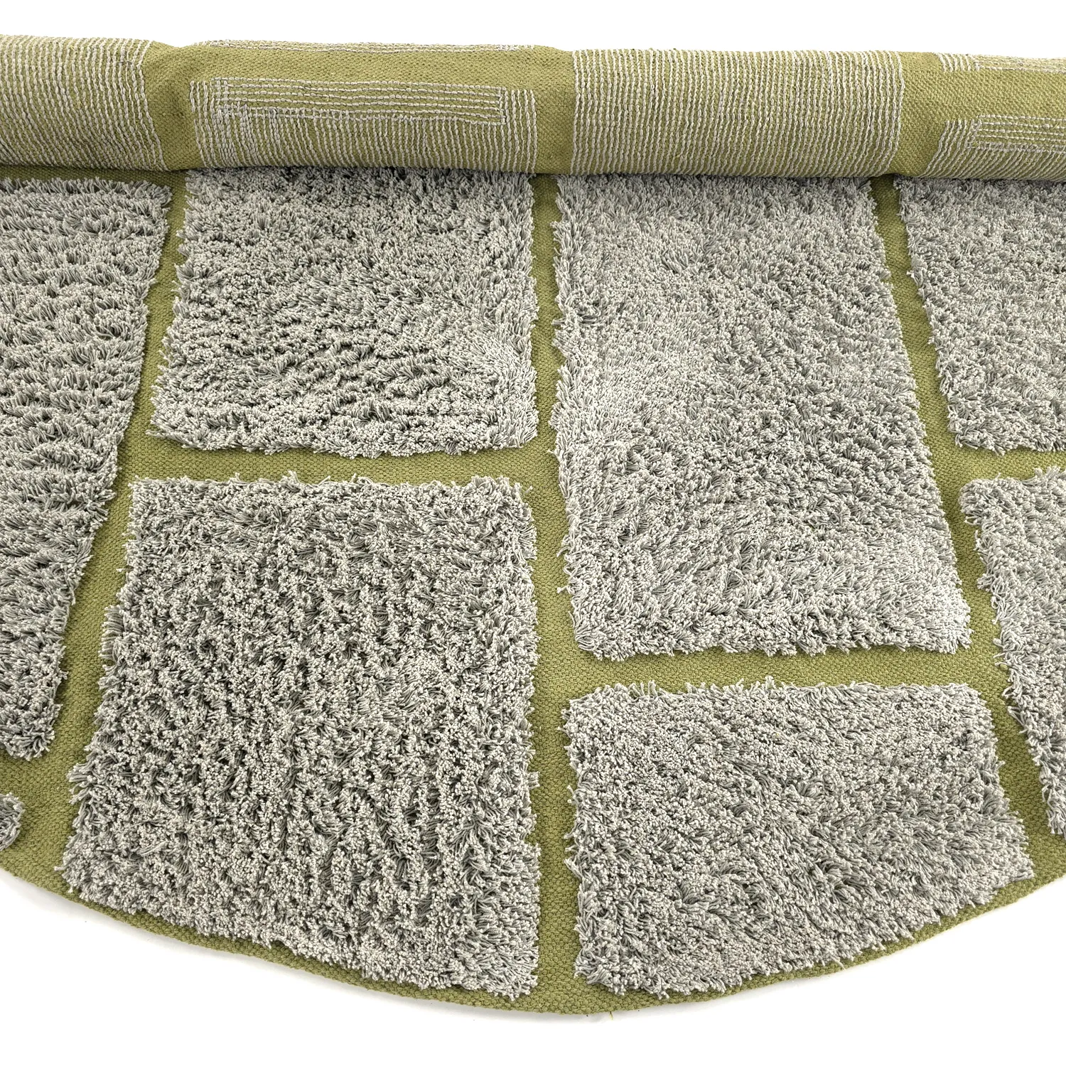 Ronde vloerkleden - Lindley Natural Cotton Shaggy (grijs/groen)