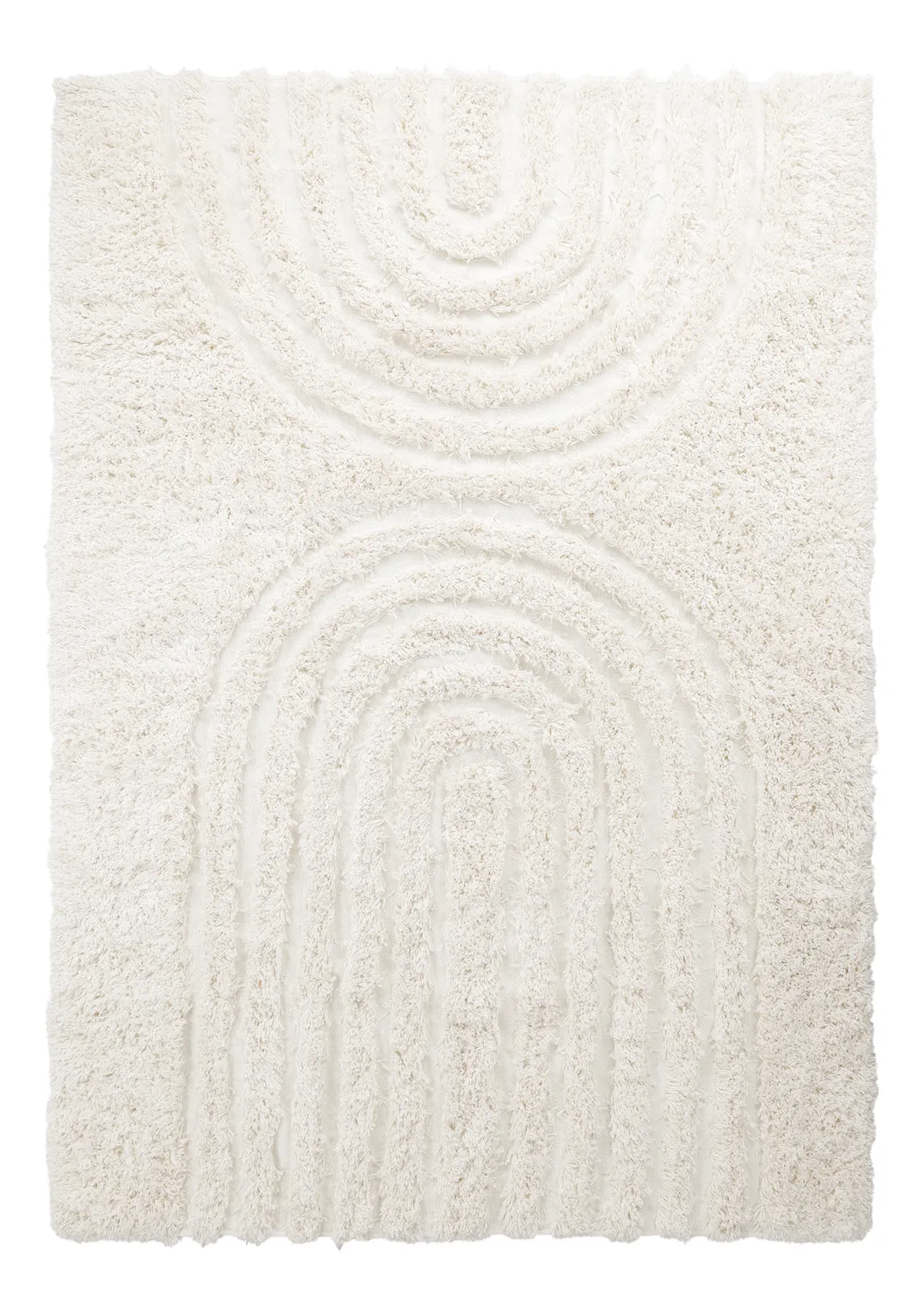 Hoogpolig vloerkleed - Lindos Natural Cotton Shaggy (wit)