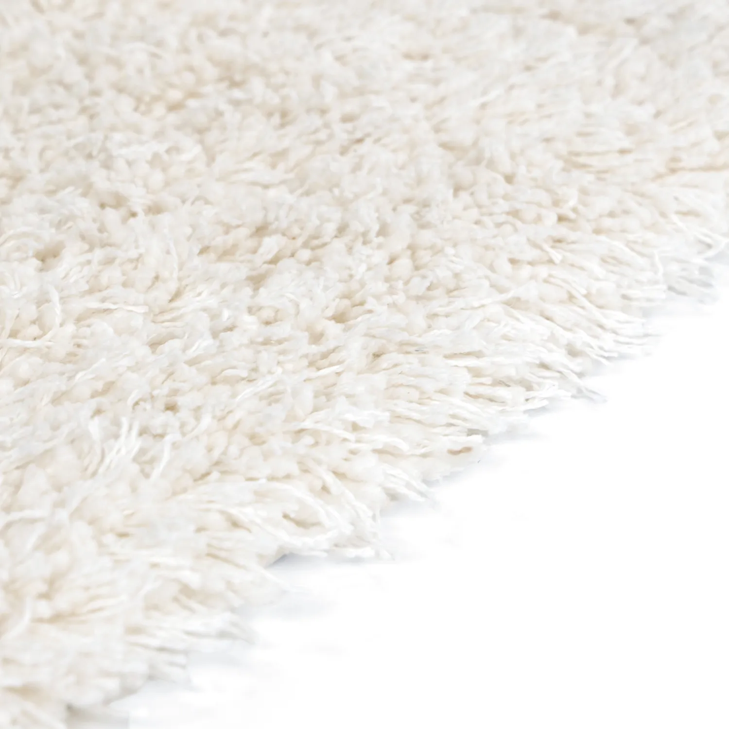 Hoogpolig vloerkleed - Lindos Natural Cotton Shaggy (wit)