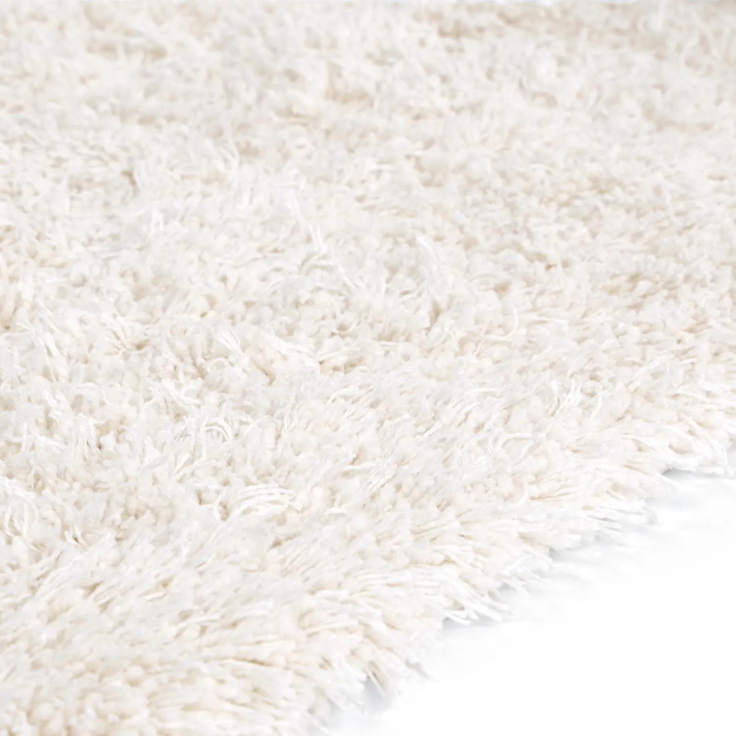 Hoogpolig vloerkleed - Lindos Natural Cotton Shaggy (wit)
