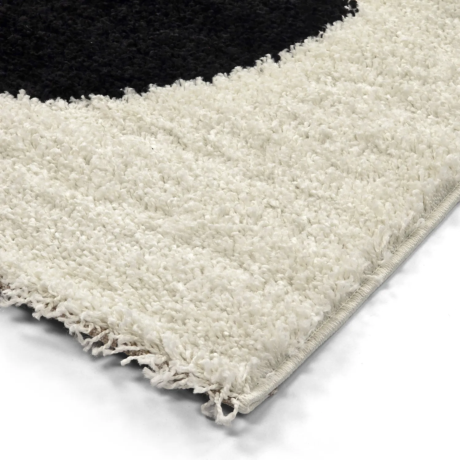 Hoogpolig vloerkleed - Maron (zwart/wit)