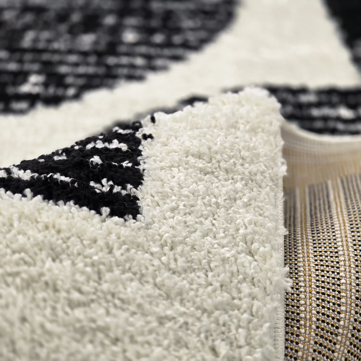 Hoogpolig vloerkleed - Maron (zwart/wit)