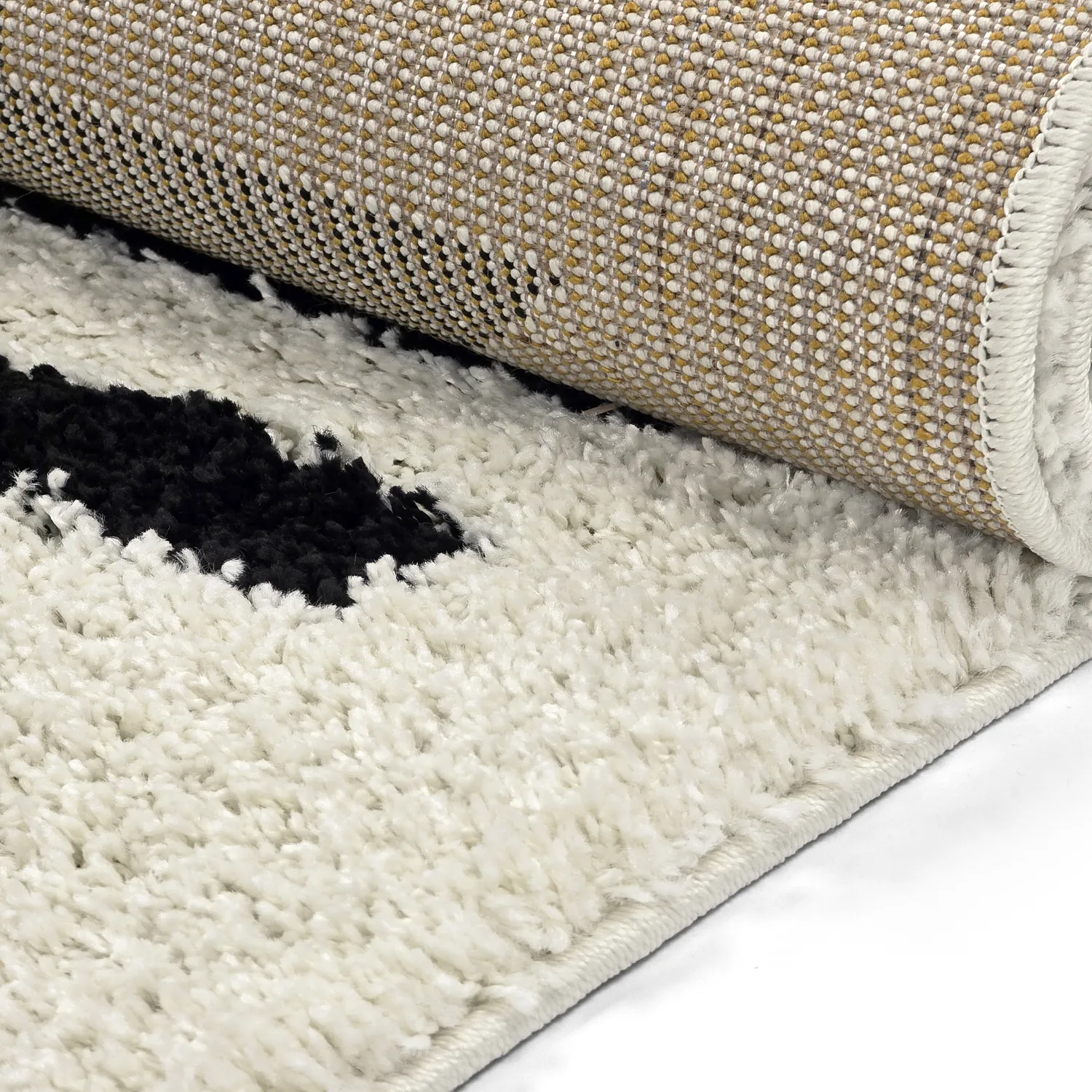 Hoogpolig vloerkleed - Maron (zwart/wit)