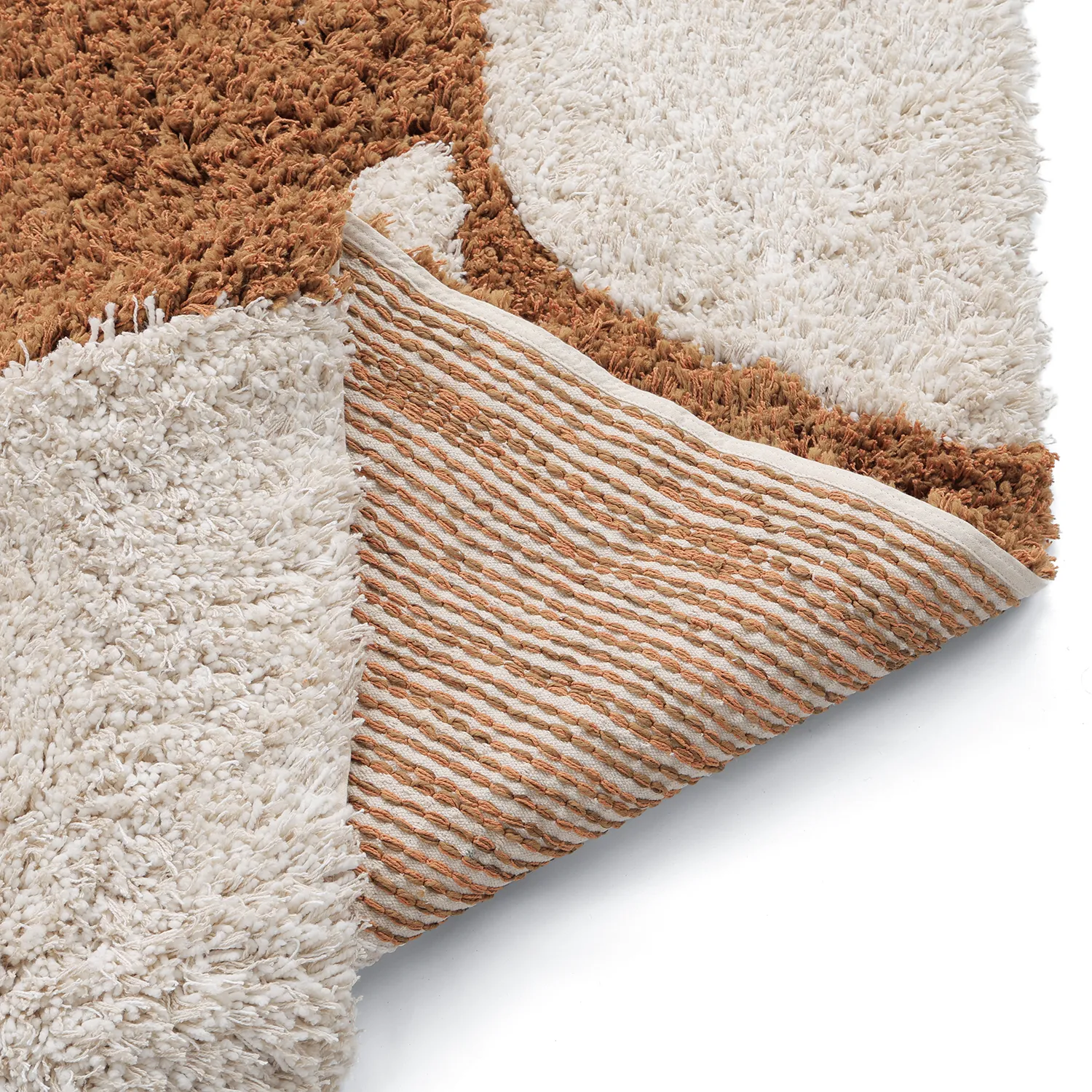 Hoogpolig vloerkleed - Kalymnos Natural Cotton Shaggy (off-white/oker)