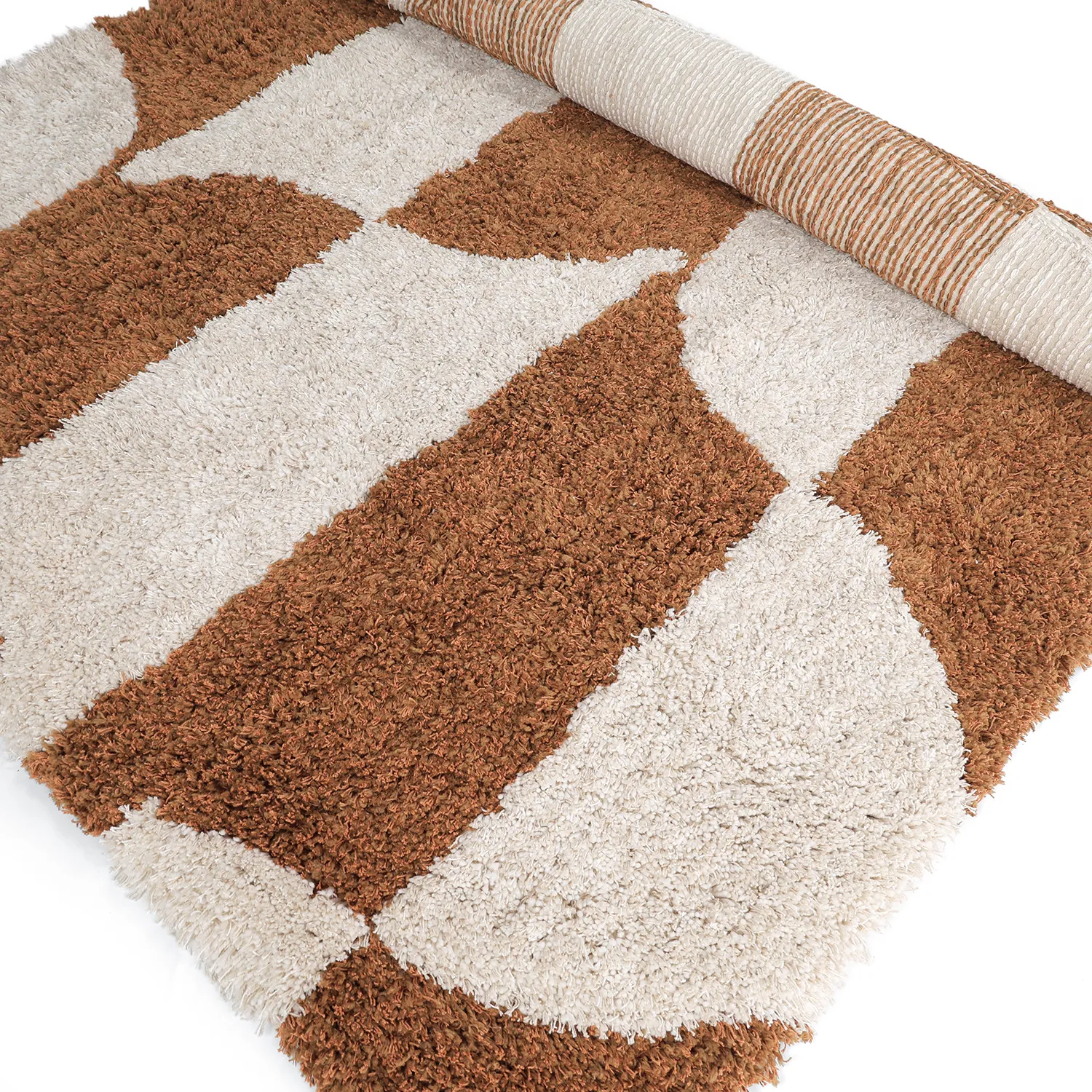 Hoogpolig vloerkleed - Kalymnos Natural Cotton Shaggy (off-white/oker)