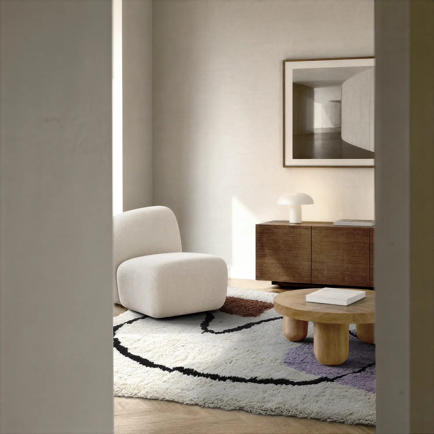 Hoogpolig vloerkleed - Naousa Natural Cotton Shaggy (multi)