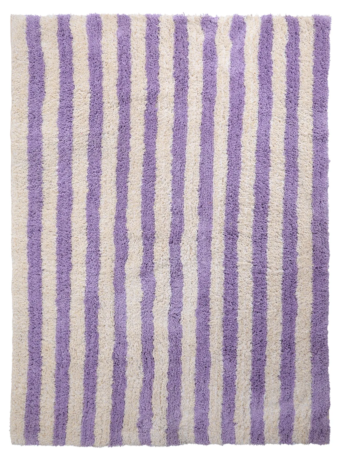 Hoogpolig vloerkleed - Thira Stripe Cotton Shaggy (room/licht paars)