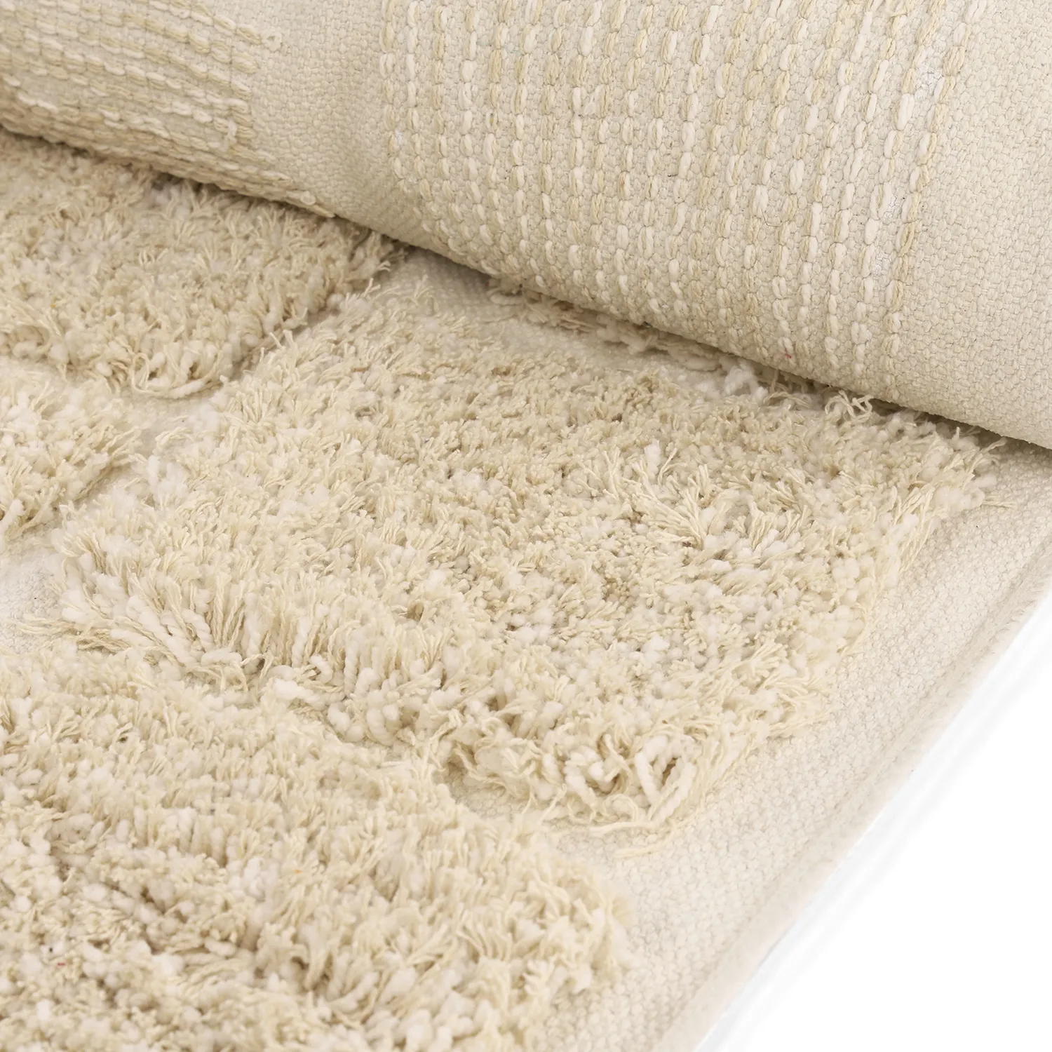 Hoogpolig vloerkleed - Otranto Natural Cotton Shaggy (gebroken wit)