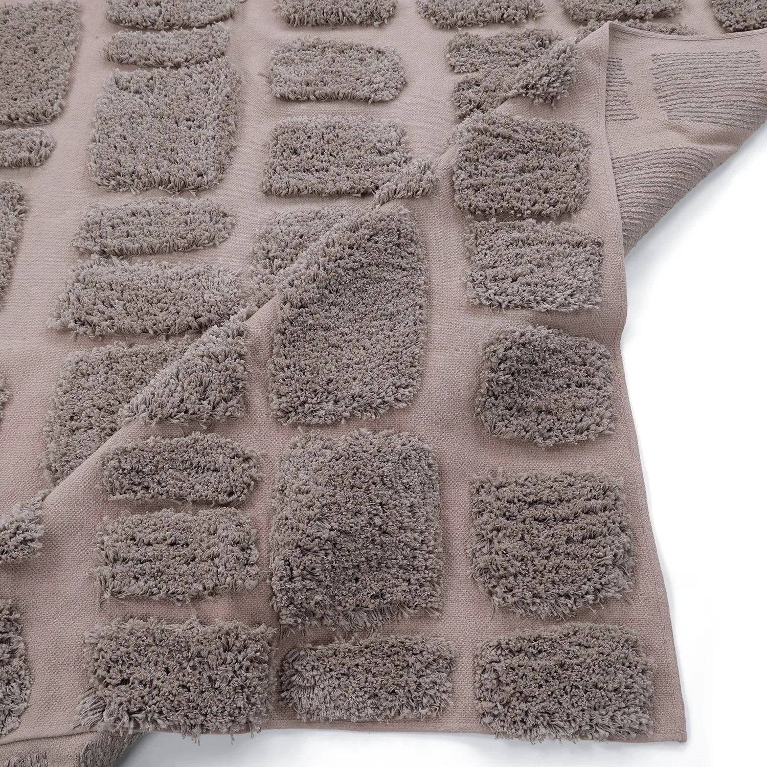 Hoogpolig vloerkleed - Otranto Natural Cotton Shaggy (taupe)