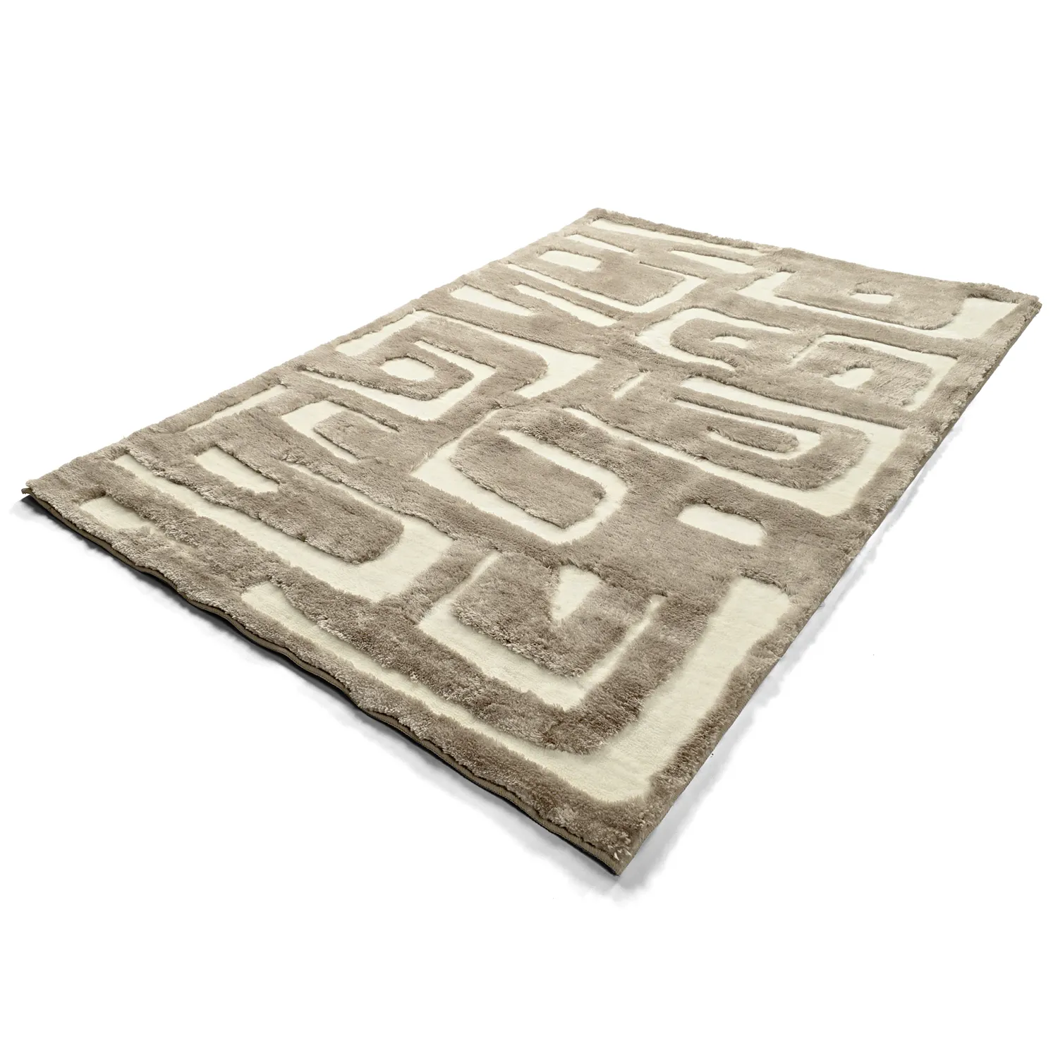 Hoogpolig vloerkleed - Palmyra (beige/wit)