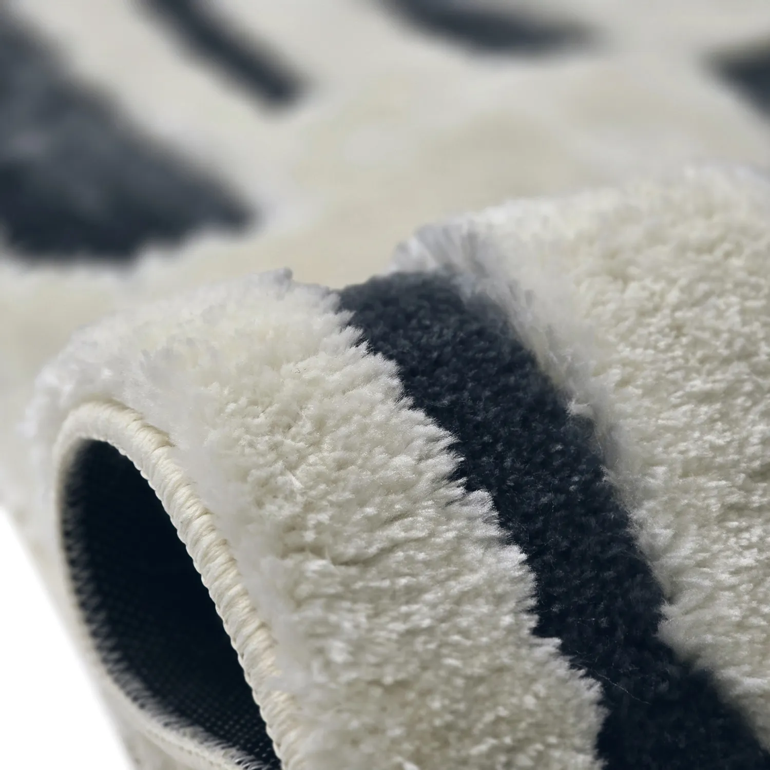 Hoogpolig vloerkleed - Palmyra (wit/marineblauw)