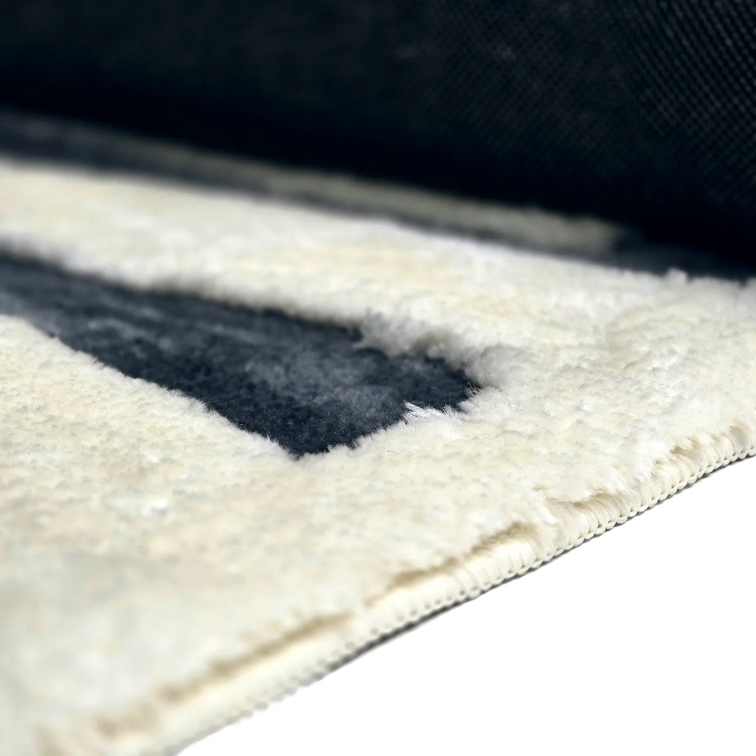 Hoogpolig vloerkleed - Palmyra (wit/marineblauw)