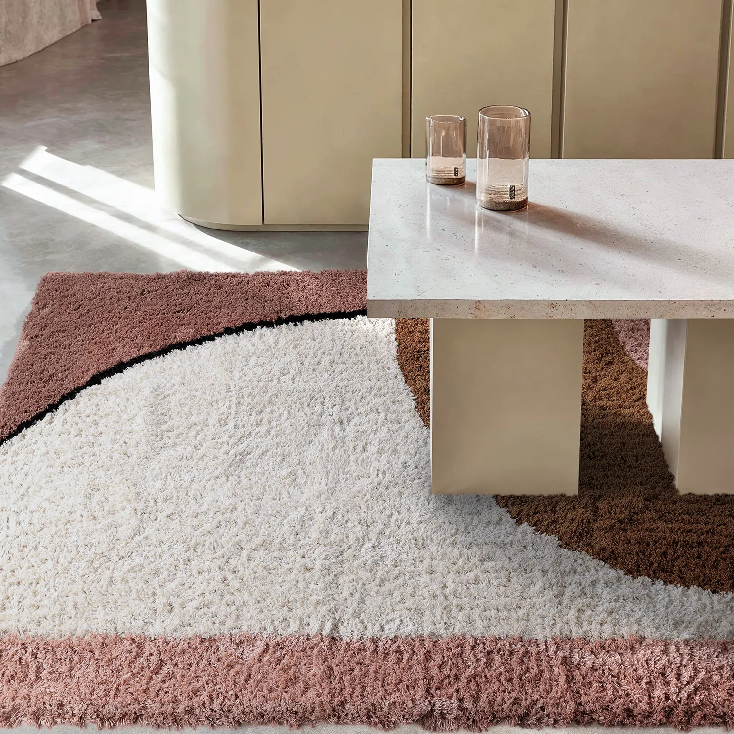 Hoogpolig vloerkleed - Perast Natural Cotton Shaggy (multi)