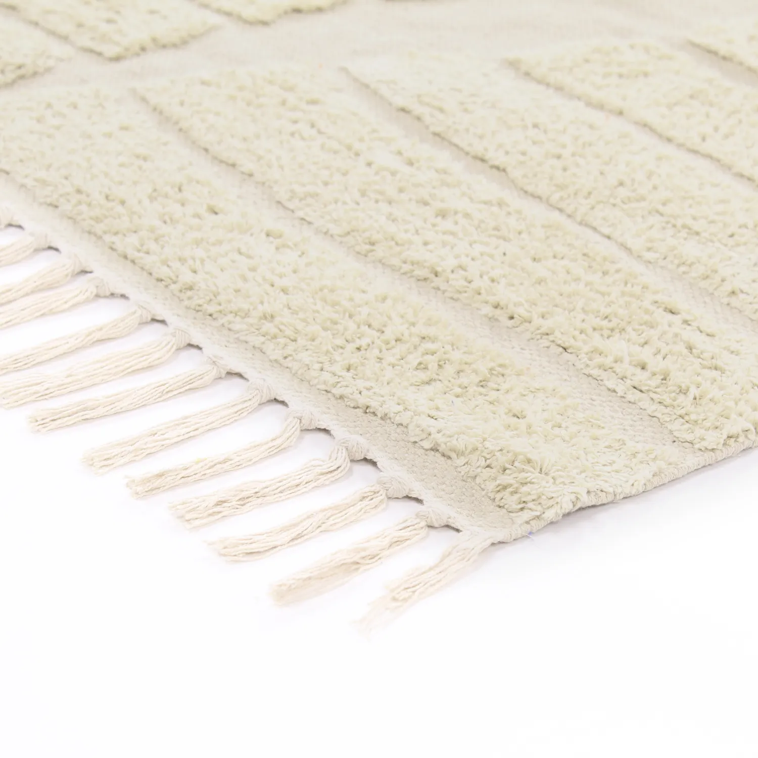 Hoogpolig vloerkleed - Rani Natural Cotton Shaggy (beige)