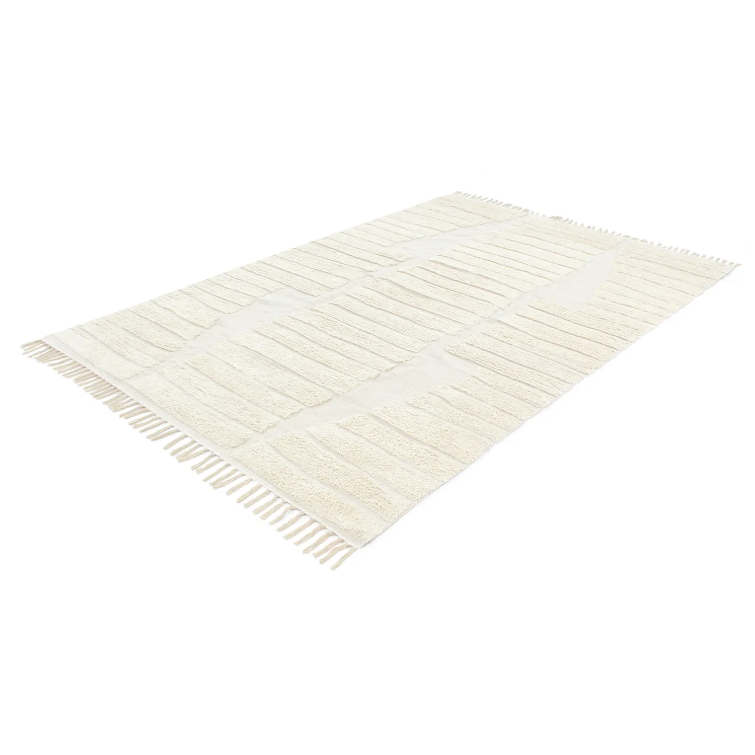 Hoogpolig vloerkleed - Rani Natural Cotton Shaggy (gebroken wit)