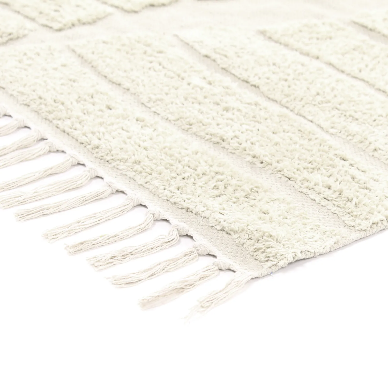 Hoogpolig vloerkleed - Rani Natural Cotton Shaggy (gebroken wit)