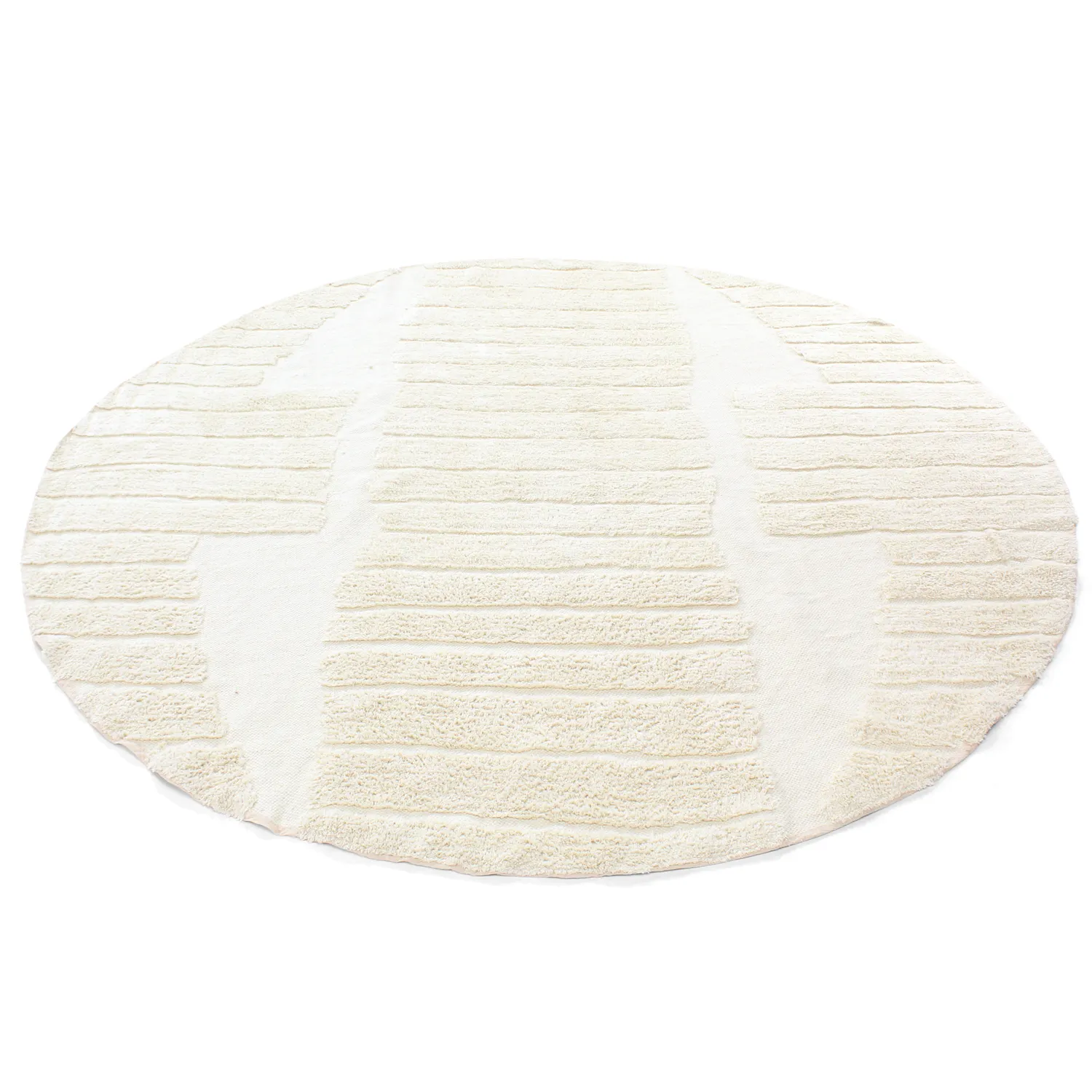 Rond vloerkleed - Rani Natural Cotton Shaggy (gebroken wit)