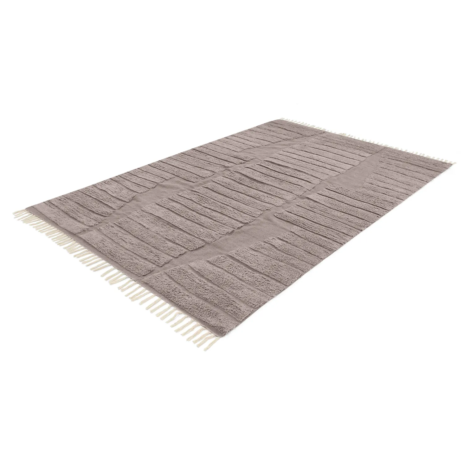 Hoogpolig vloerkleed - Rani Natural Cotton Shaggy (taupe)