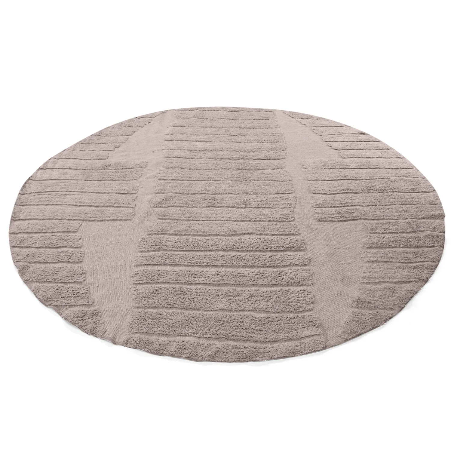 Rond vloerkleed - Rani Natural Cotton Shaggy (taupe)