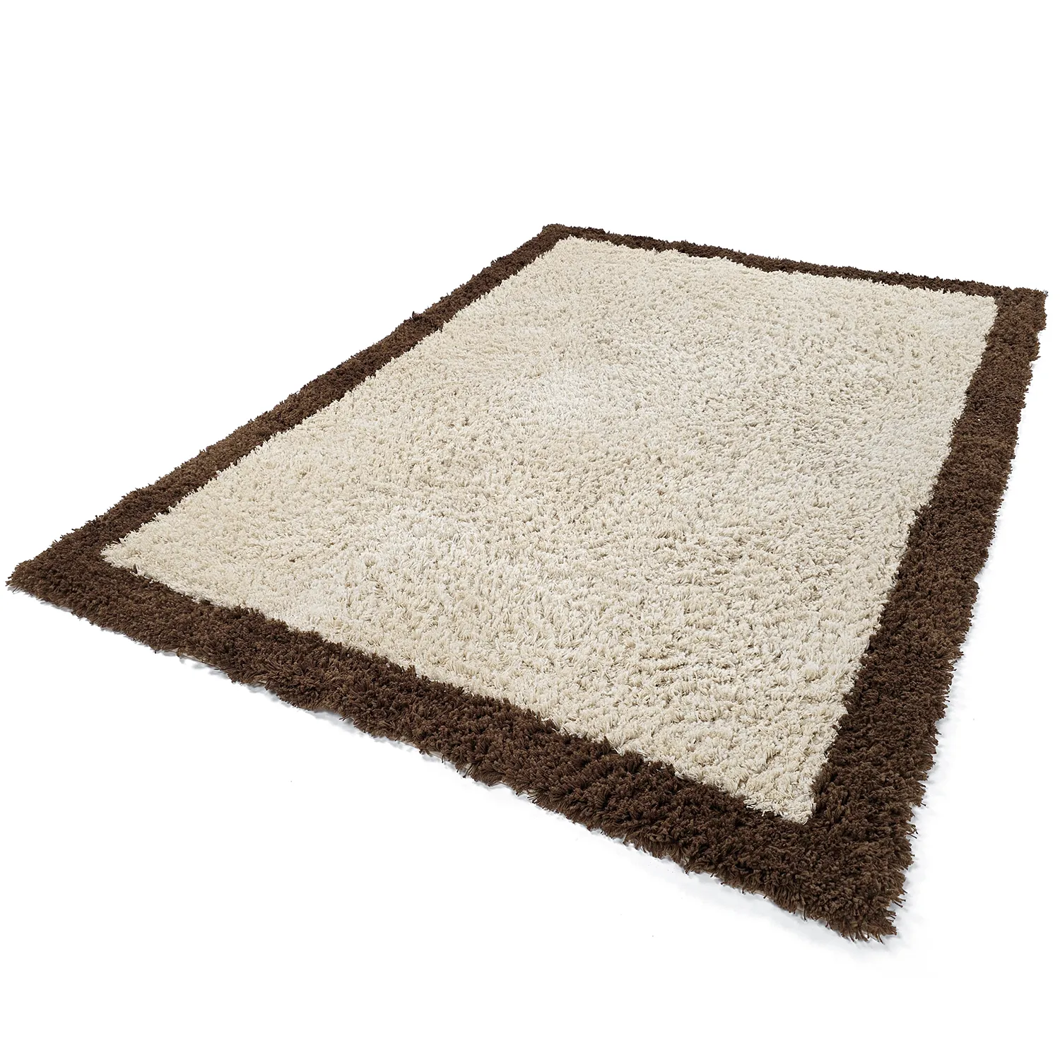 Hoogpolig vloerkleed - Sagres Natural Cotton Shaggy (off-white/bruin)