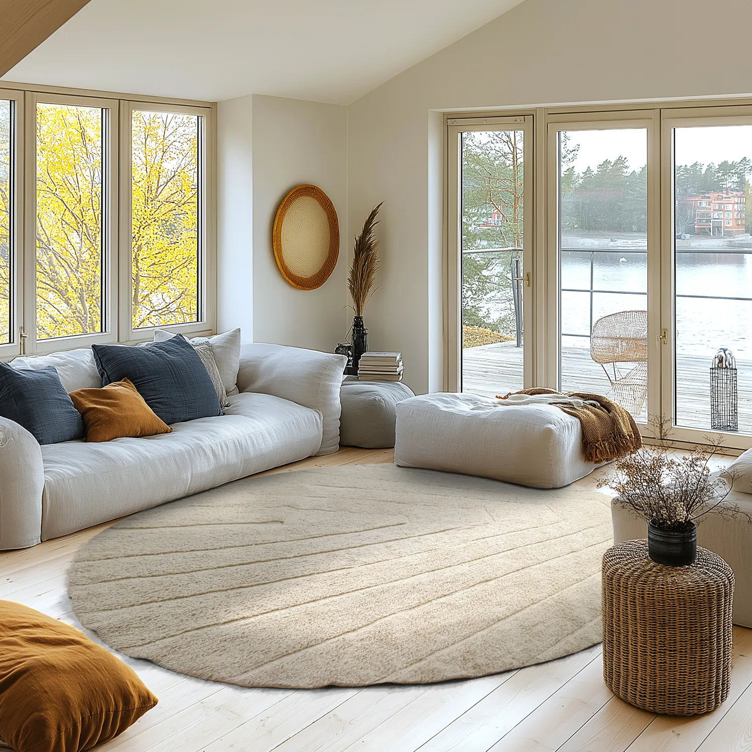 Rond vloerkleed - Sivia Natural Cotton Shaggy (beige)