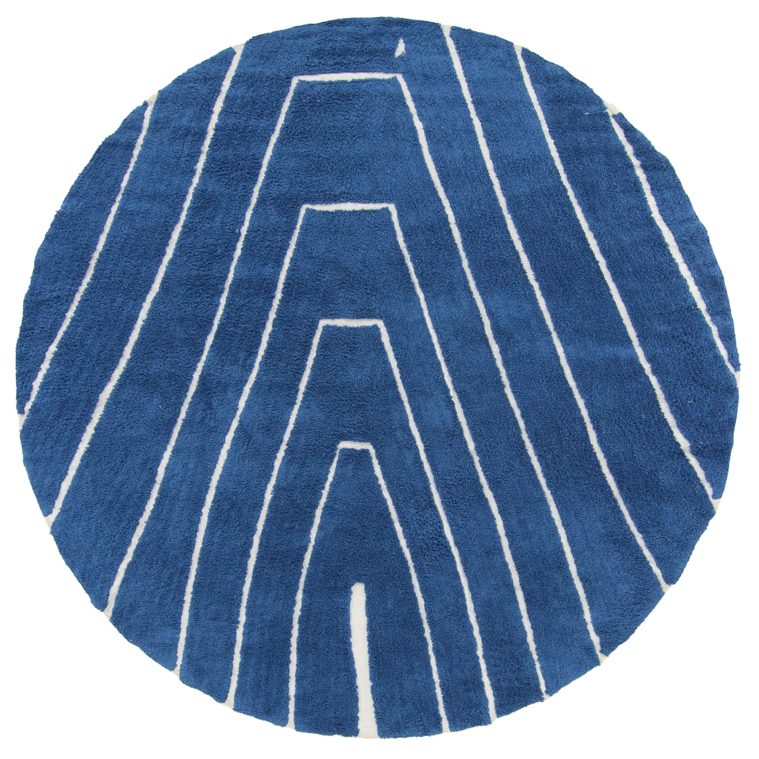 Rond vloerkleed - Sivia Natural Cotton Shaggy (blauw)