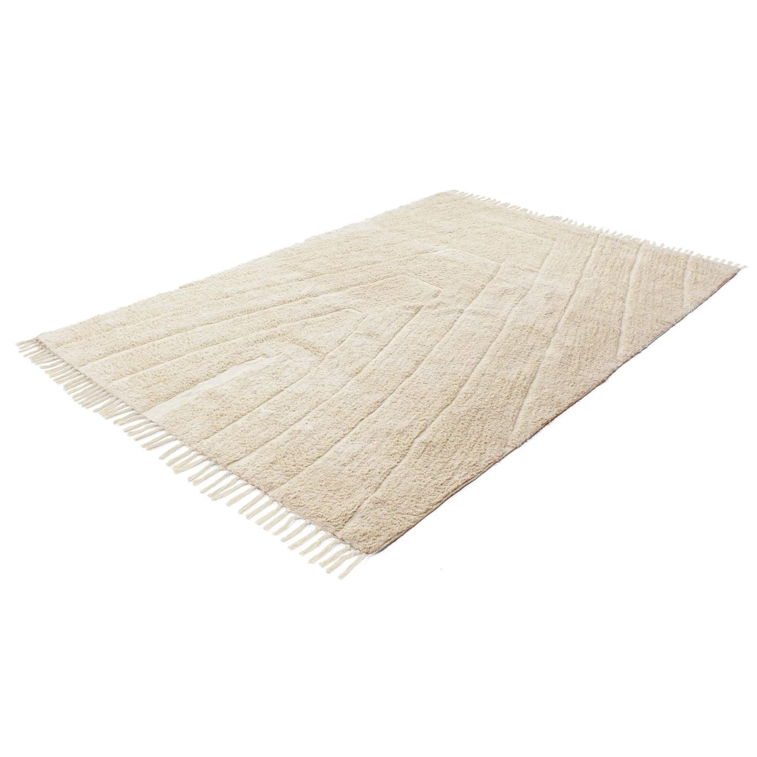 Hoogpolig vloerkleed - Sivia Natural Cotton Shaggy (beige)