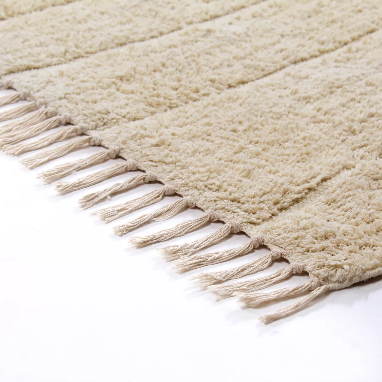 Hoogpolig vloerkleed - Sivia Natural Cotton Shaggy (beige)