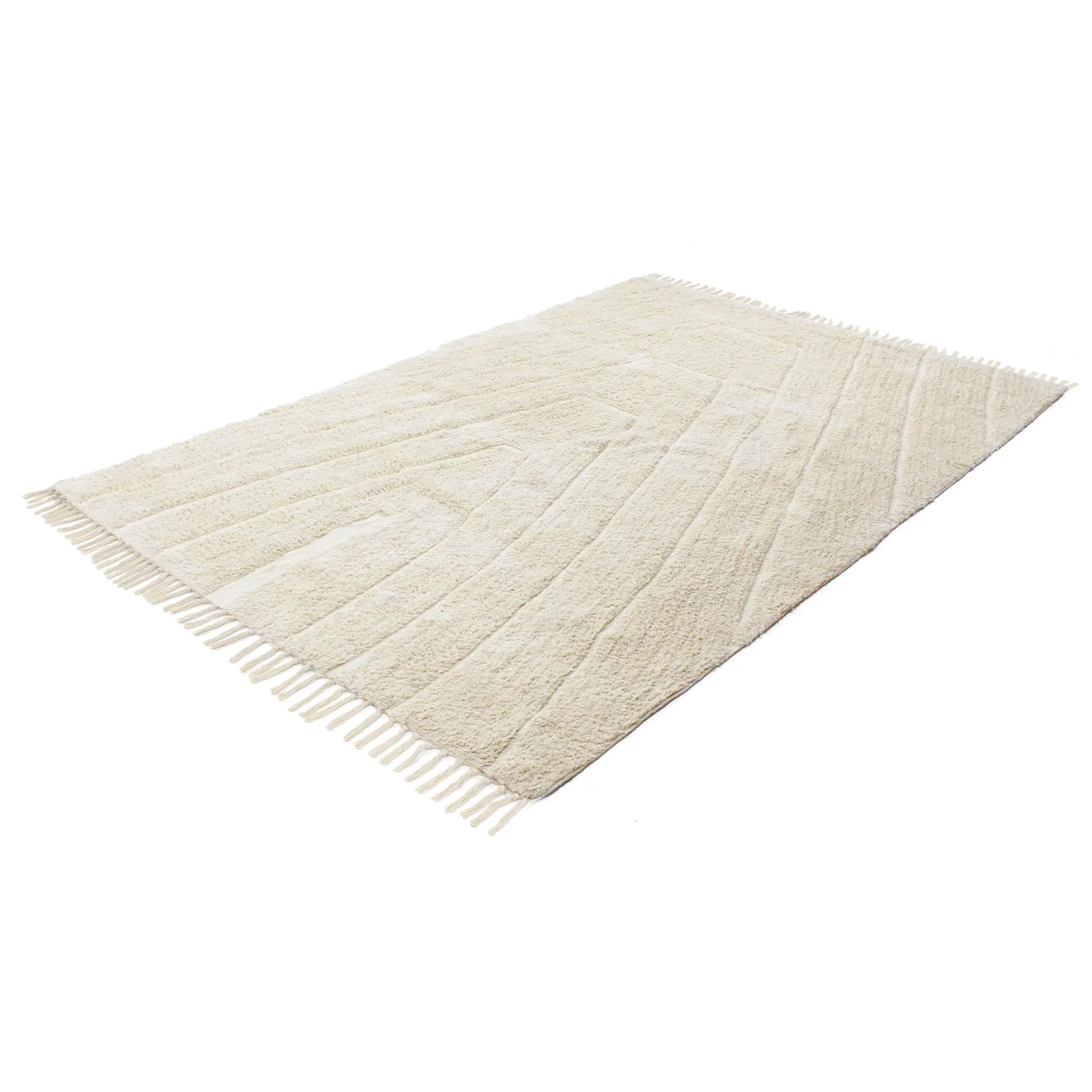 Hoogpolig vloerkleed - Sivia Natural Cotton Shaggy (gebroken wit)