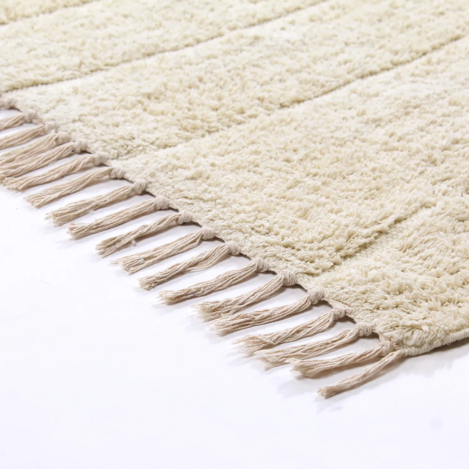 Hoogpolig vloerkleed - Sivia Natural Cotton Shaggy (gebroken wit)