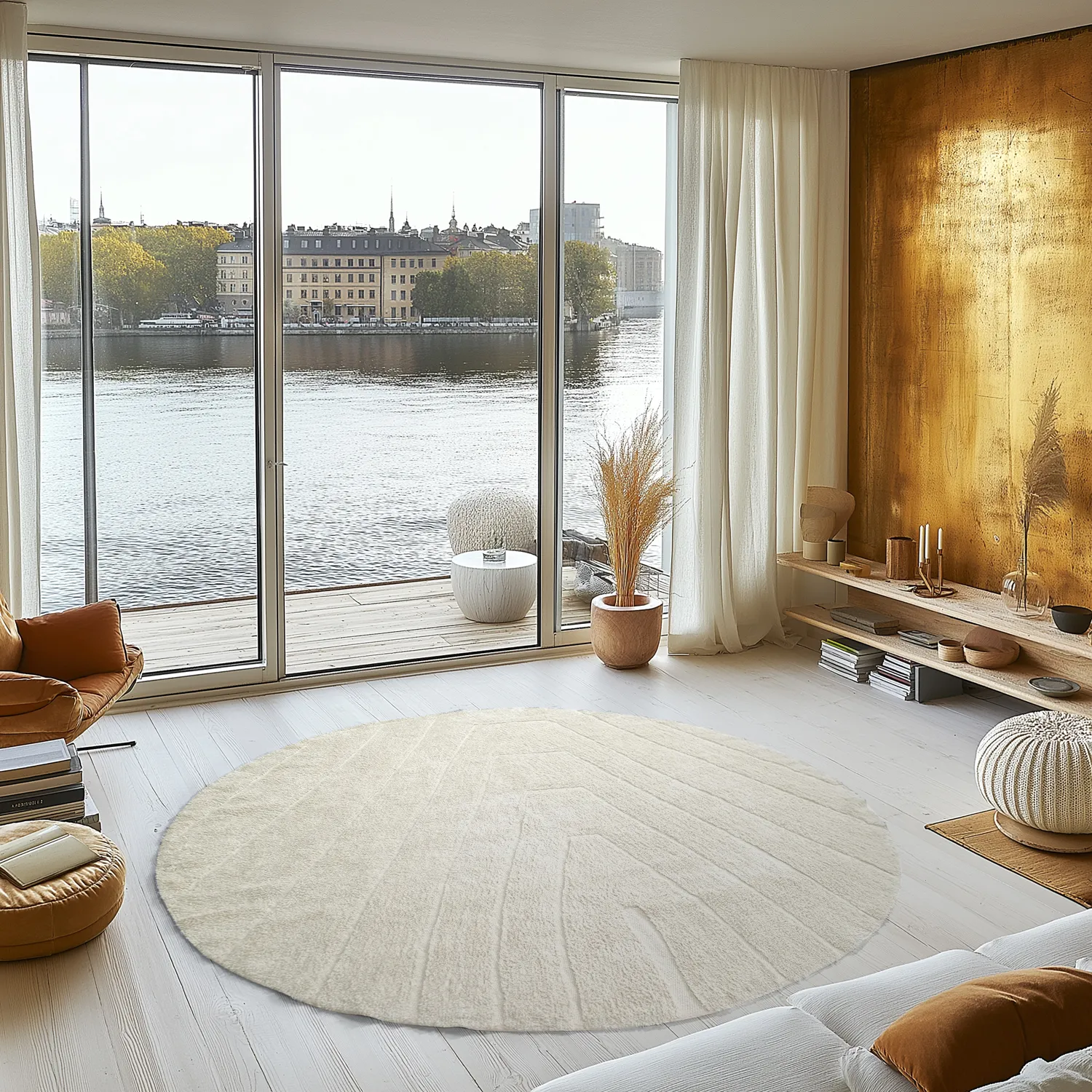 Rond vloerkleed - Sivia Natural Cotton Shaggy (gebroken wit)