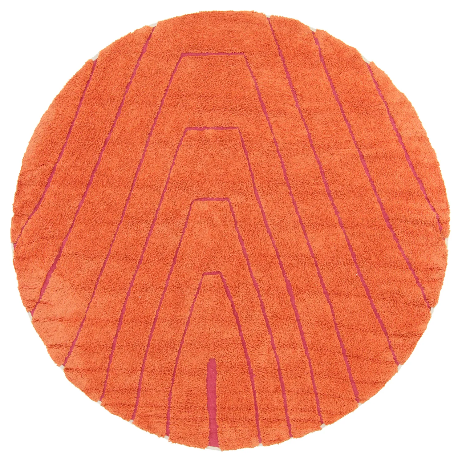 Rond vloerkleed - Sivia Natural Cotton Shaggy (rood/oranje)