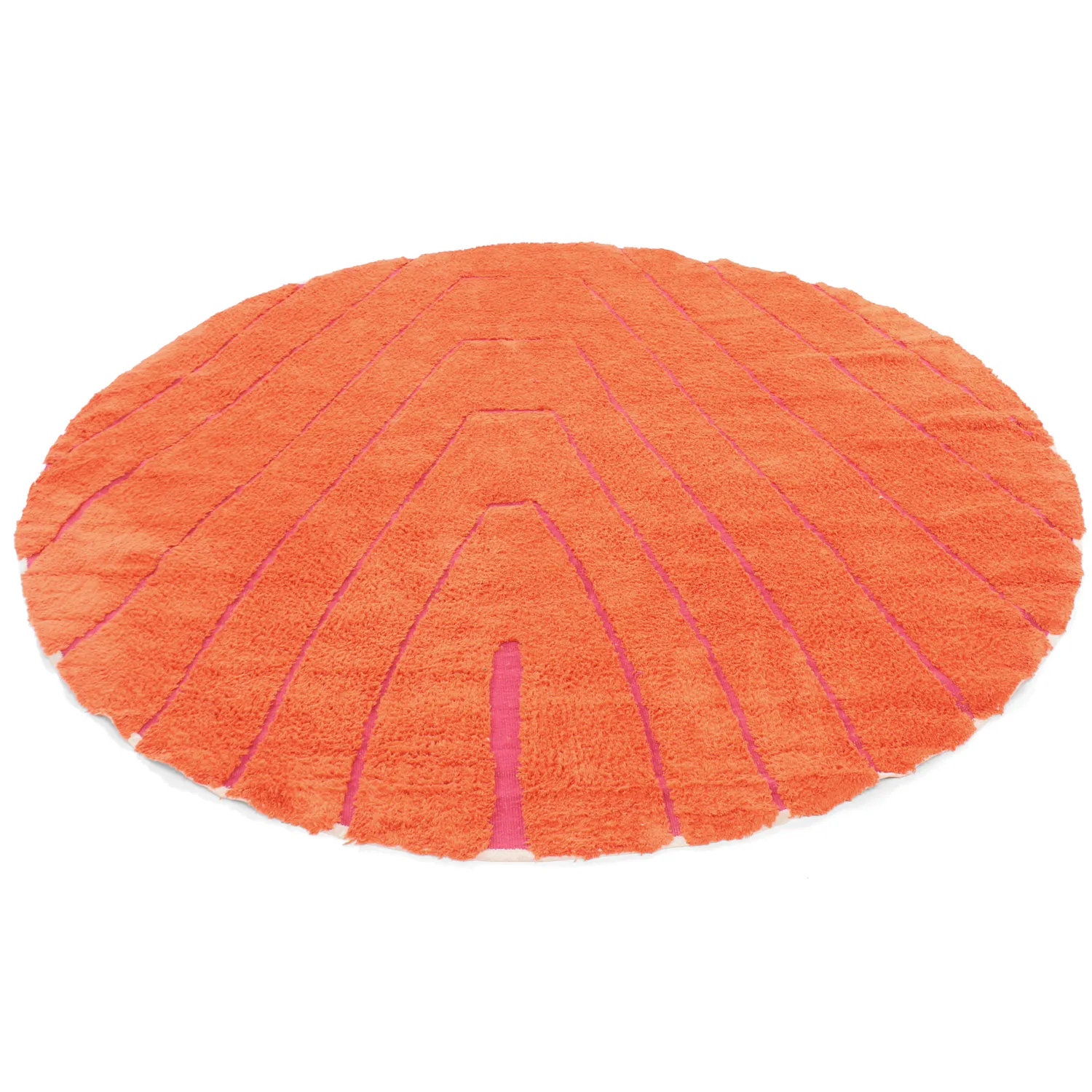 Rond vloerkleed - Sivia Natural Cotton Shaggy (rood/oranje)