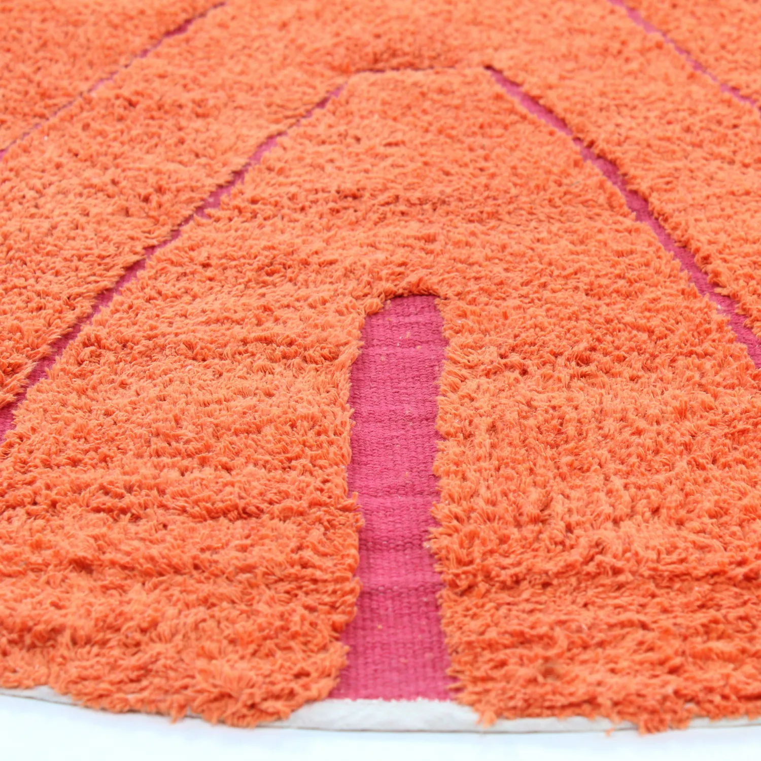 Rond vloerkleed - Sivia Natural Cotton Shaggy (rood/oranje)