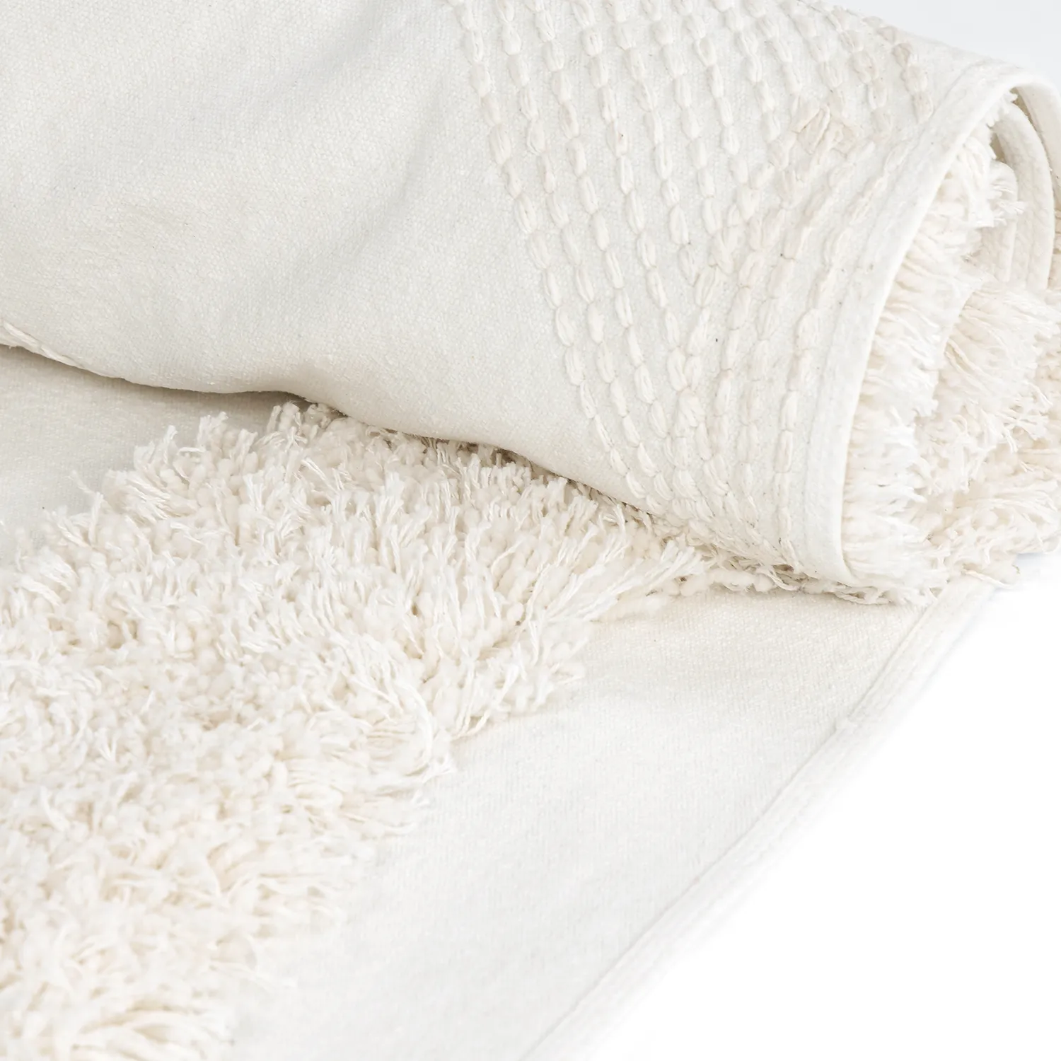 Hoogpolig vloerkleed - Sivota Natural Cotton Shaggy (gebroken wit)