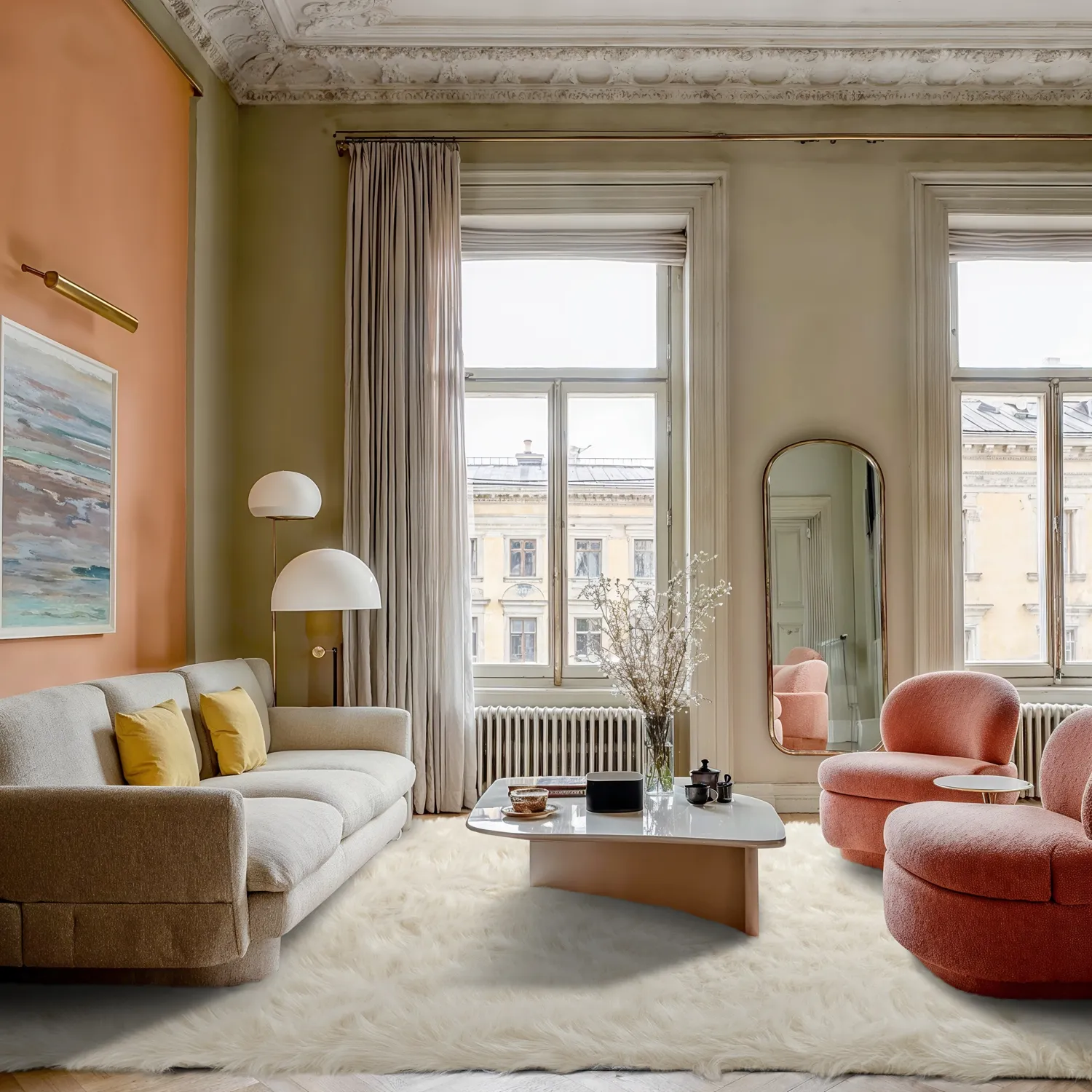 Hoogpolig vloerkleed - Sohar (beige)