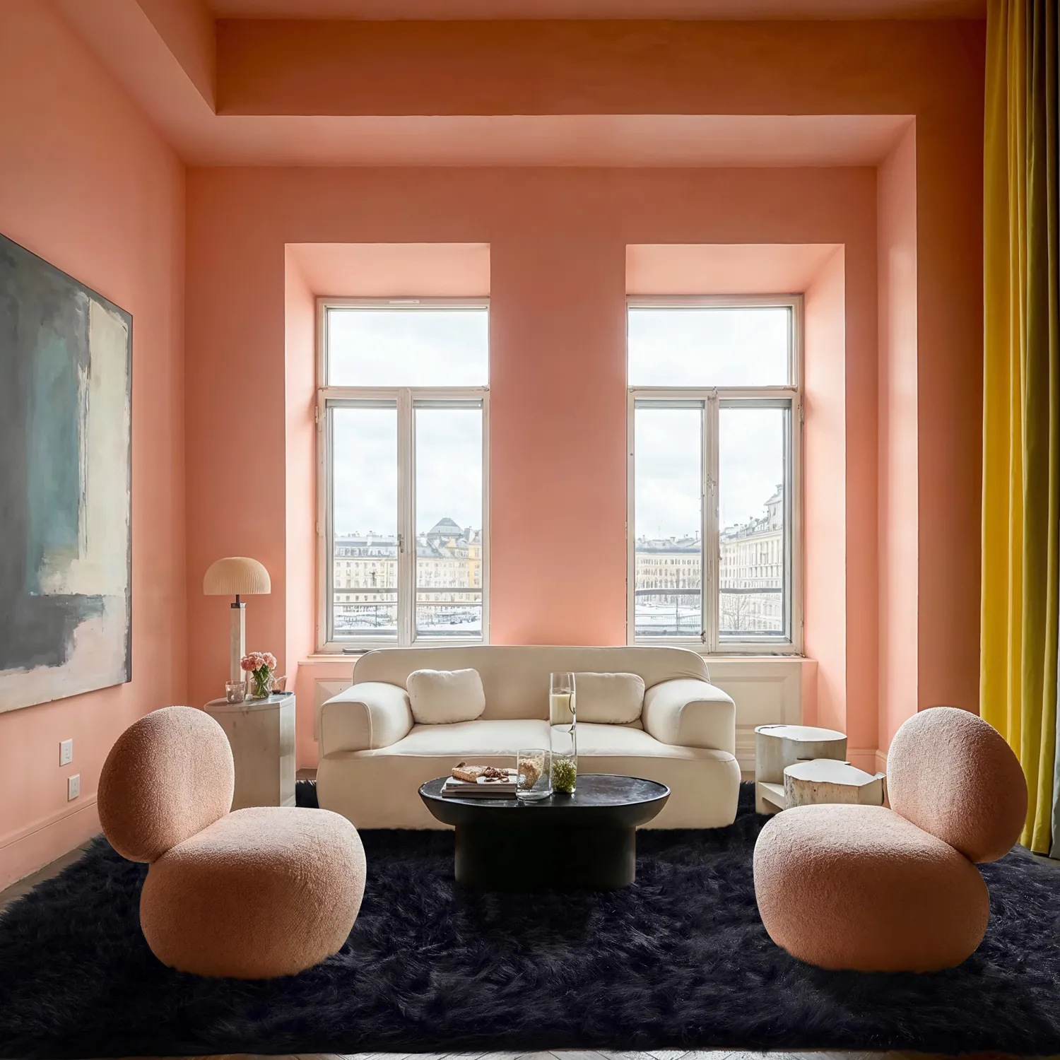 Hoogpolig vloerkleed - Sohar (zwart)