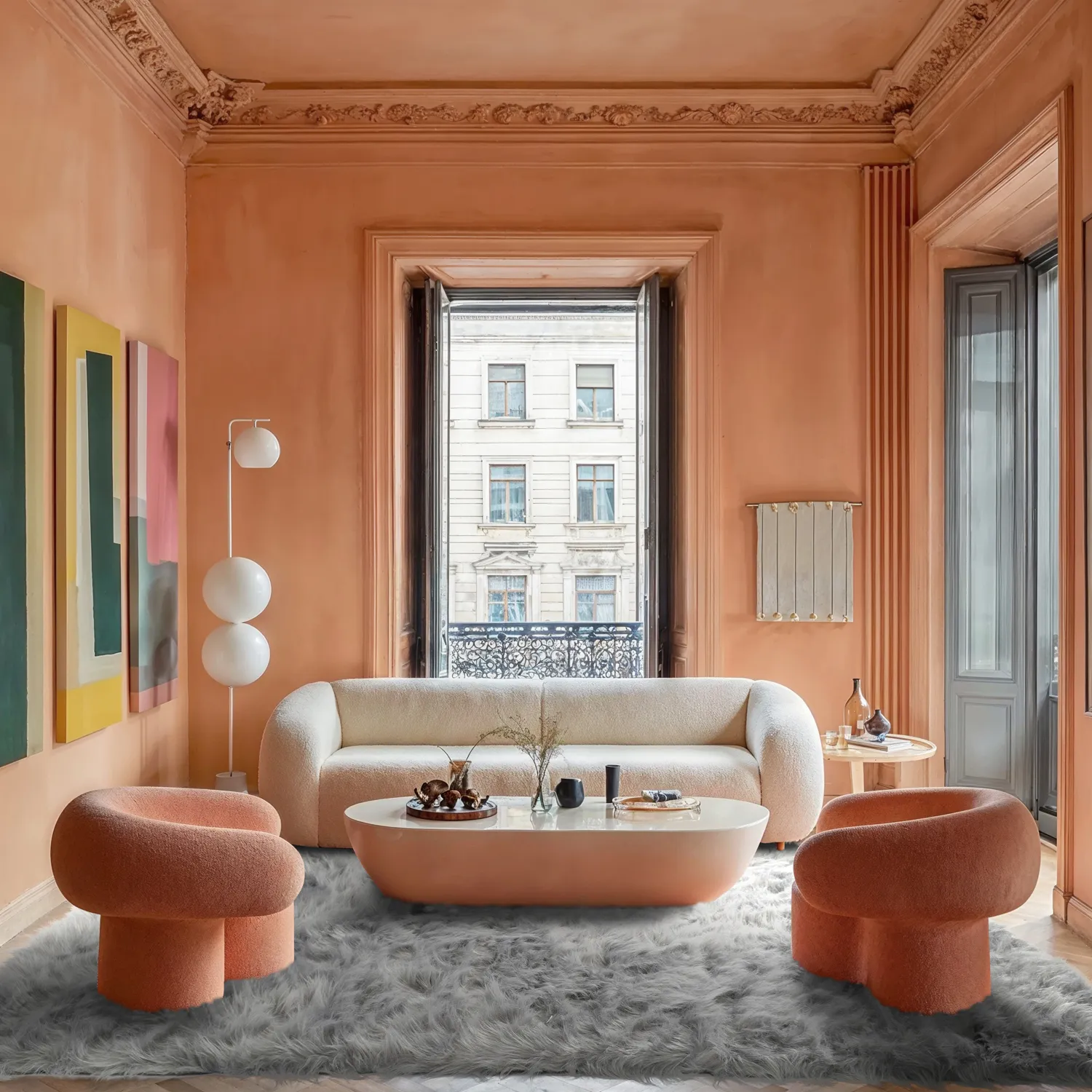 Hoogpolig vloerkleed - Sohar (lichtgrijs)