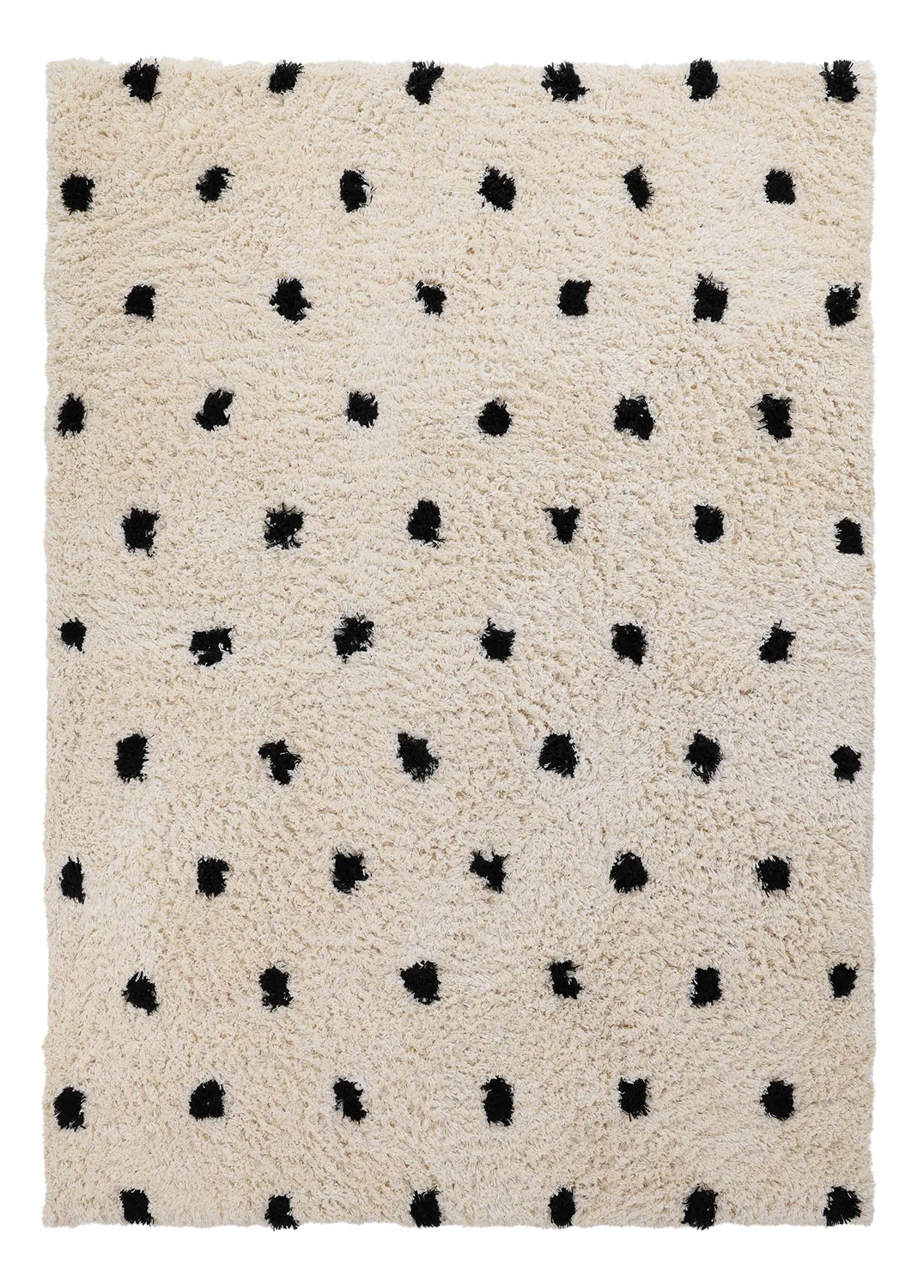 Hoogpolig vloerkleed - Soria Natural Cotton Shaggy (off-white/zwart)