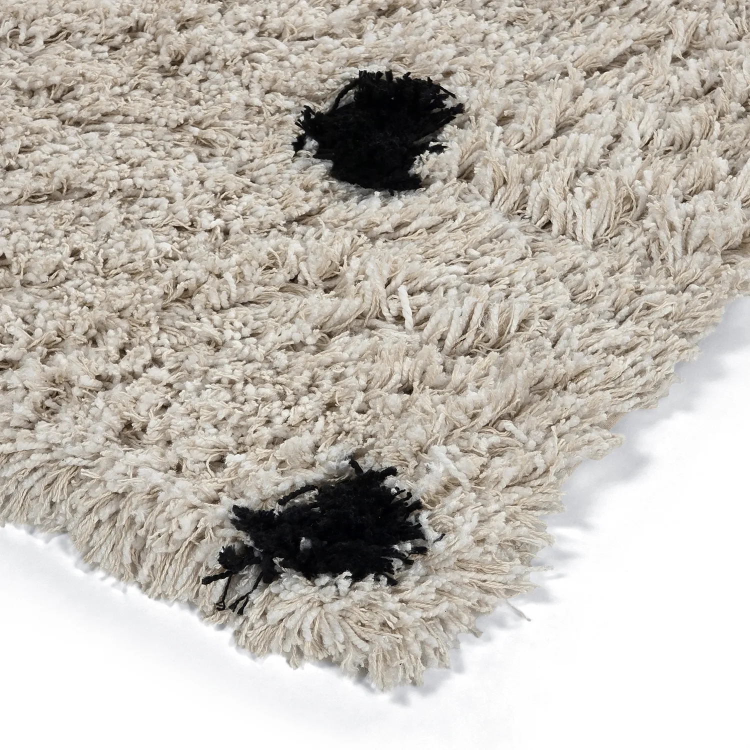 Hoogpolig vloerkleed - Soria Natural Cotton Shaggy (off-white/zwart)