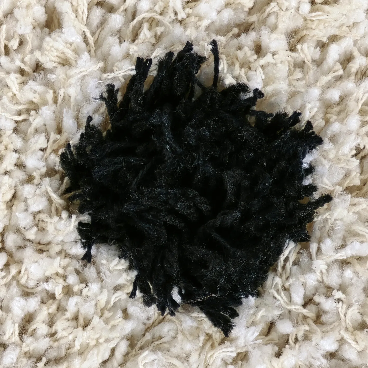 Hoogpolig vloerkleed - Soria Natural Cotton Shaggy (off-white/zwart)