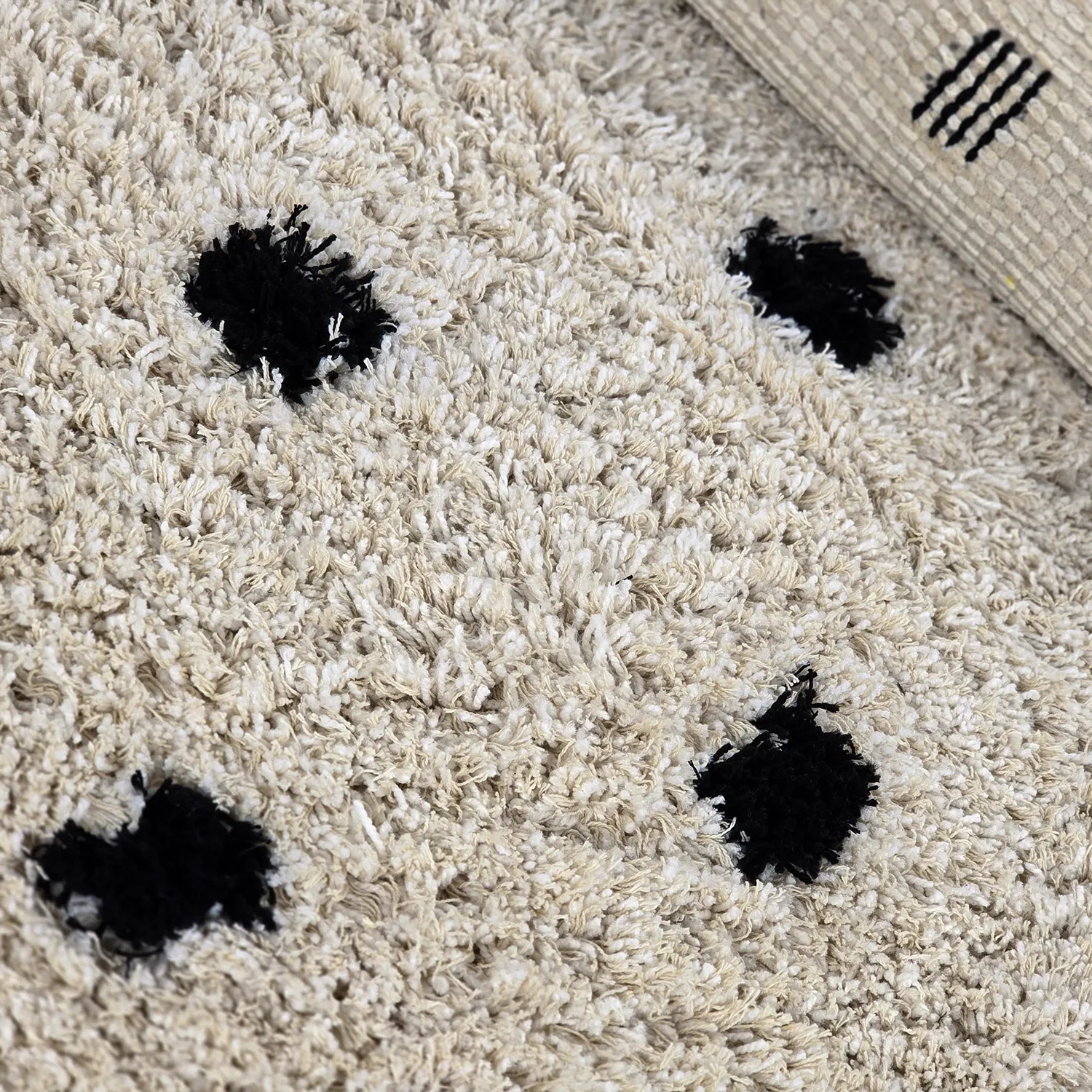 Hoogpolig vloerkleed - Soria Natural Cotton Shaggy (off-white/zwart)