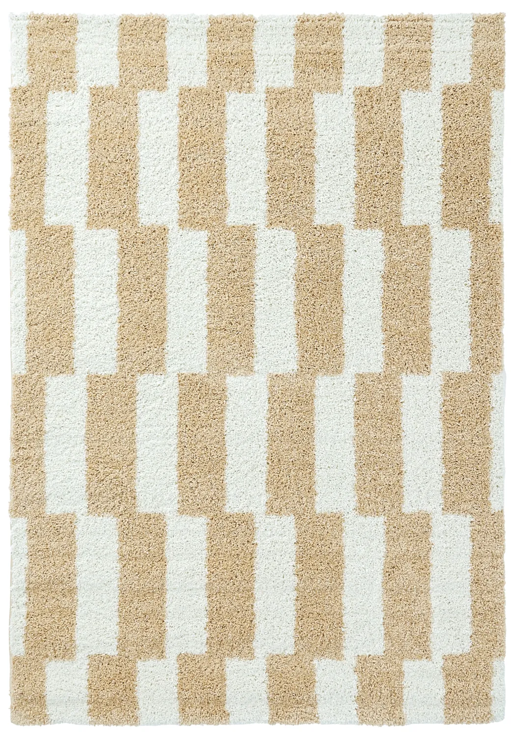Hoogpolig vloerkleed - Tamri (beige/wit)