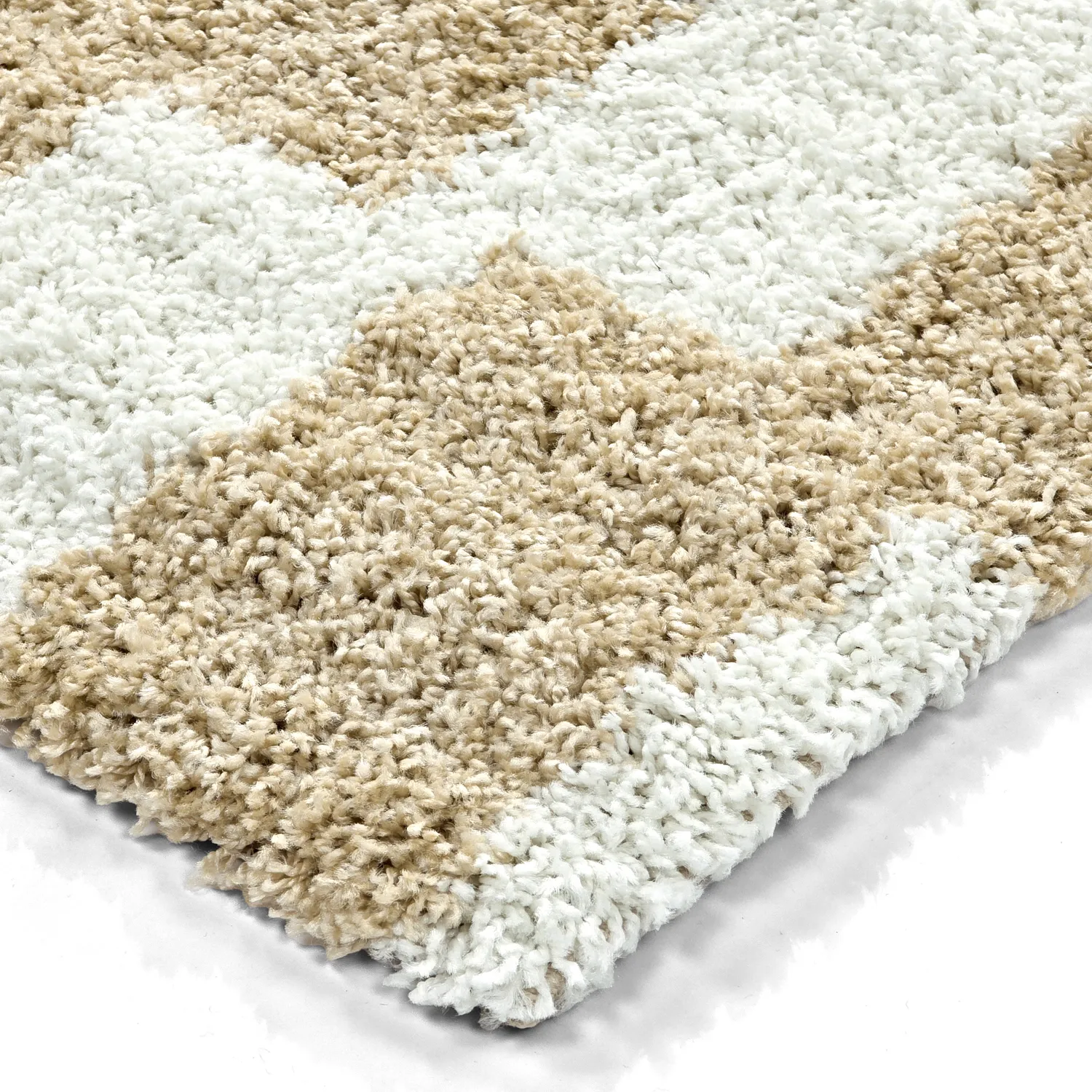 Hoogpolig vloerkleed - Tamri (beige/wit)