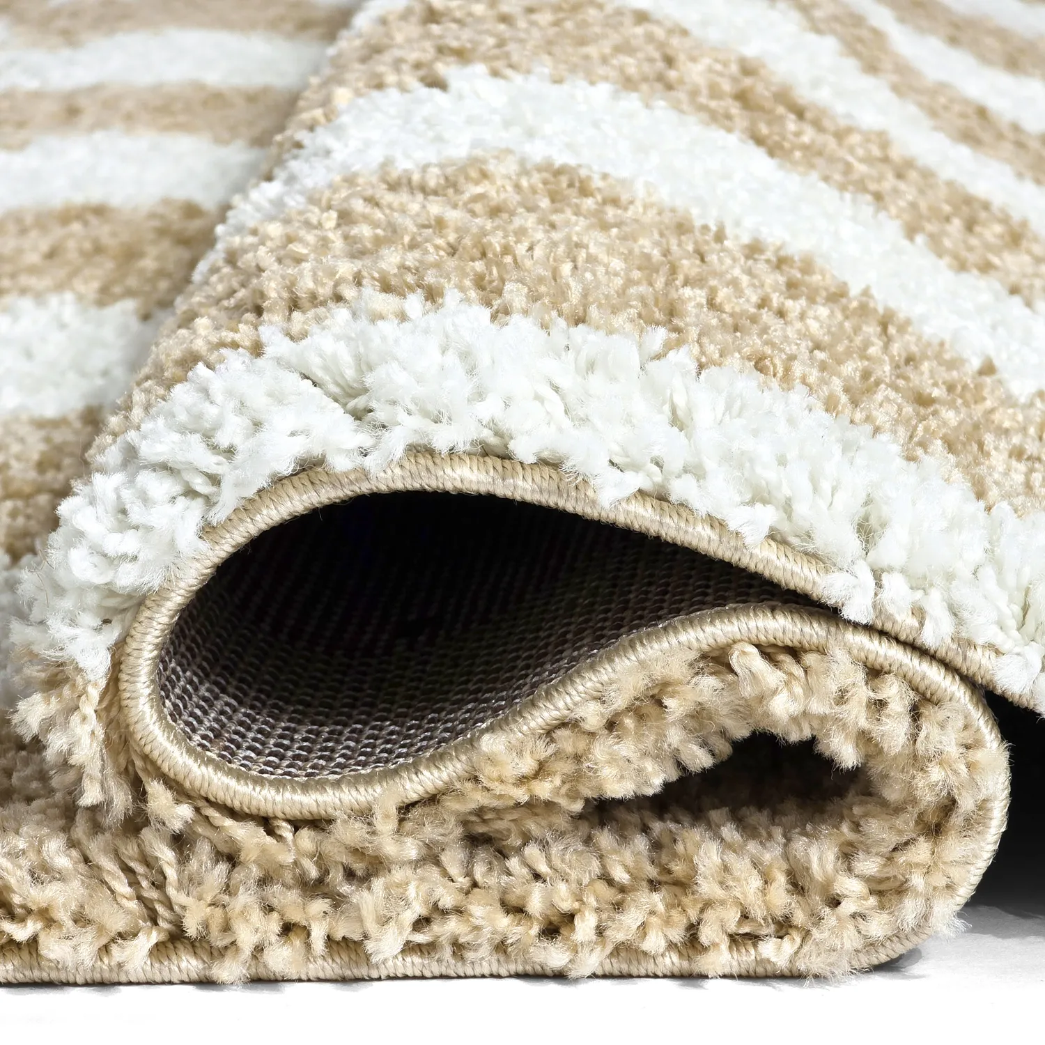 Hoogpolig vloerkleed - Tamri (beige/wit)